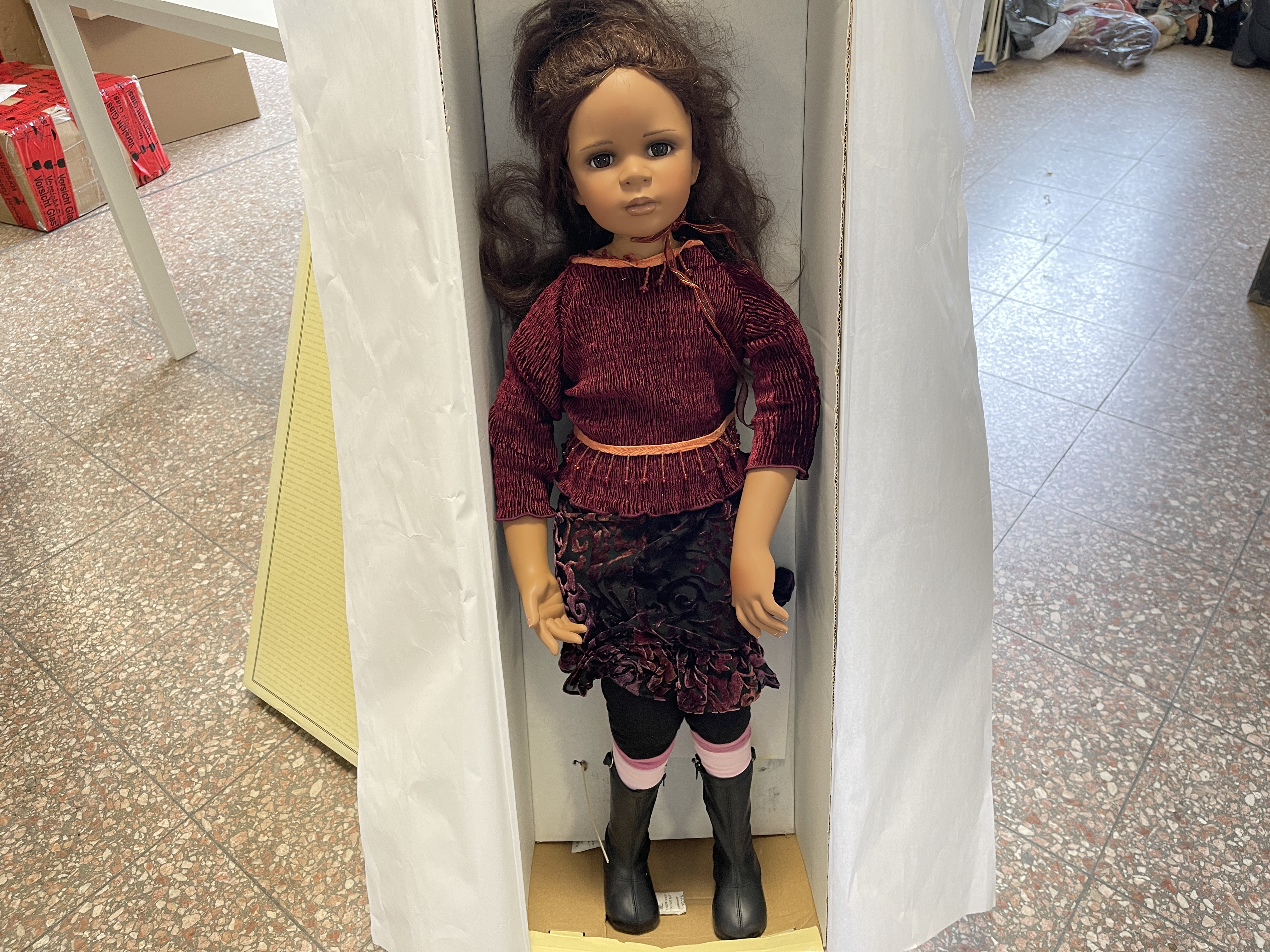  Künstlerpuppe Pamela Erff Porzellan Puppe 88 cm. Top Zustand  