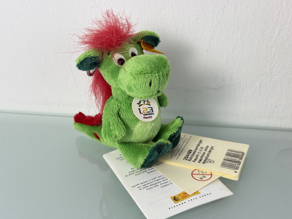 Steiff Tier 354489 Schlüsselanhänger Drache Fauchi 10 cm Top Zustand   