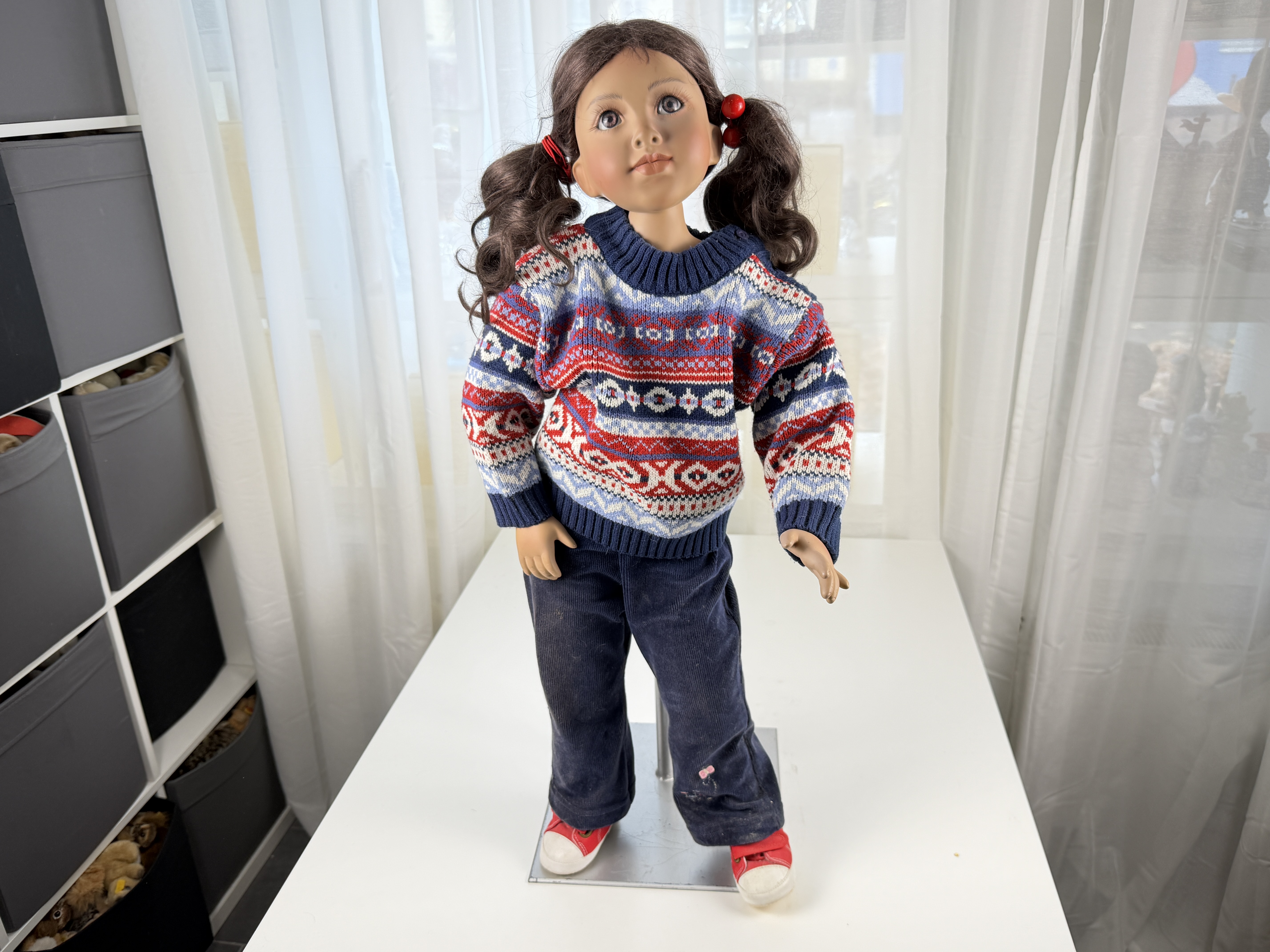 Künstlerpuppe Größle Schmidt Porzellan Puppe 76 cm. Top Zustand 