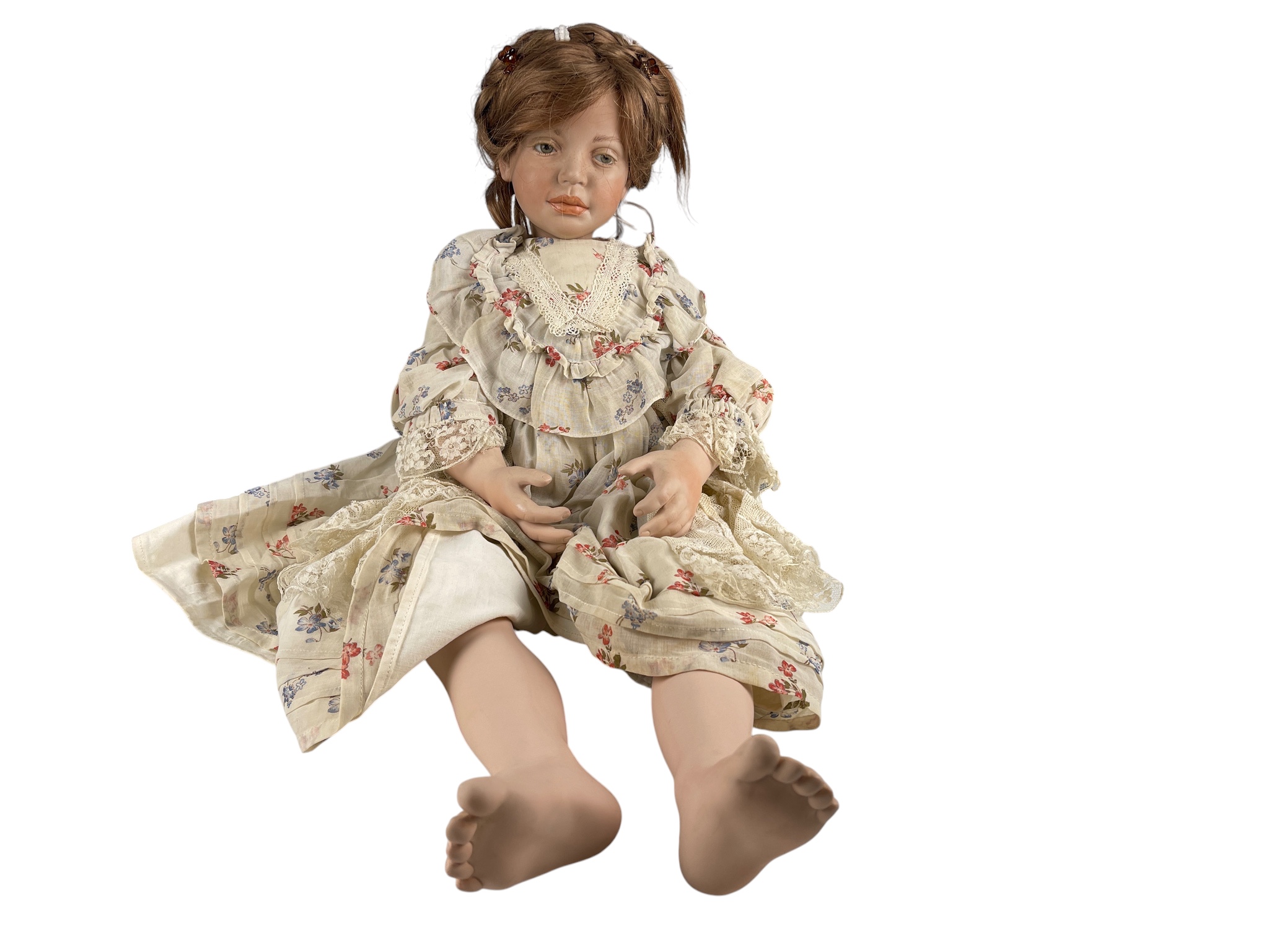 Künstlerpuppe Eva Donath Porzellan Puppe 70 cm.  leicht Schmutzig (+ Finger geklebt)