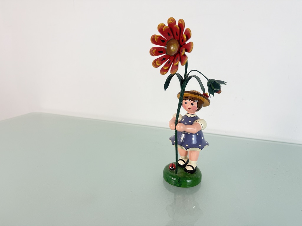 Erzgebirge Figur Hubrig Sammler Blumenkind Holzfigur 23 cm. Top Zustand  siehe Fotos 