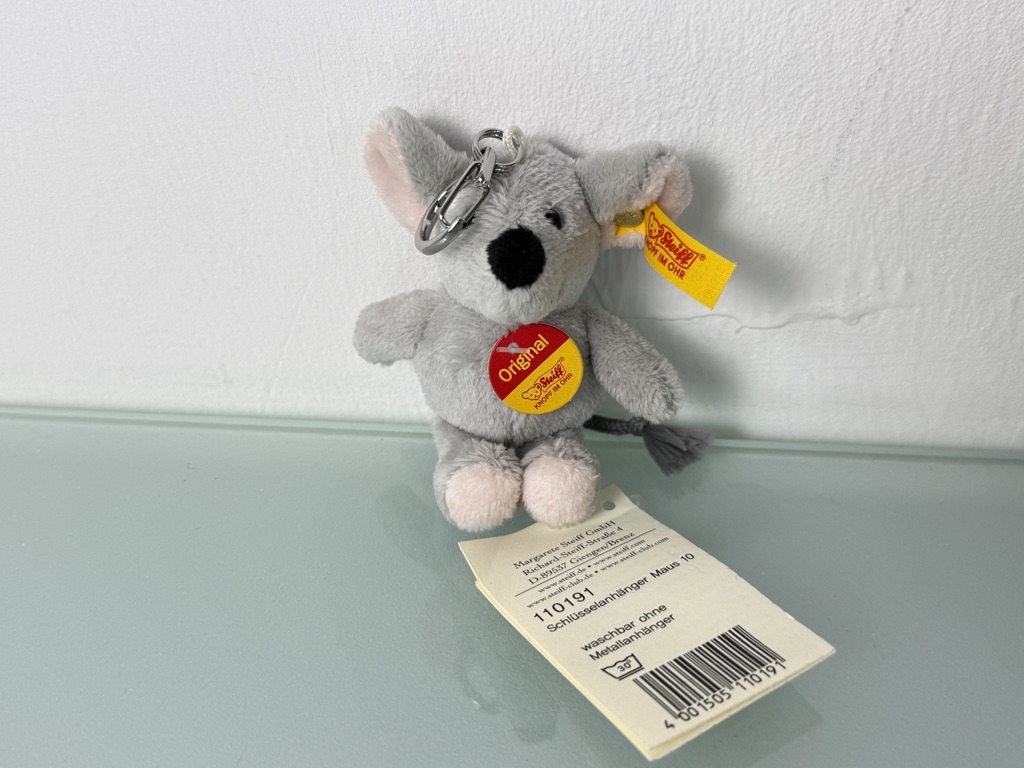Steiff Tier 110191 Schlüsselanhänger Maus 10 cm Top Zustand   