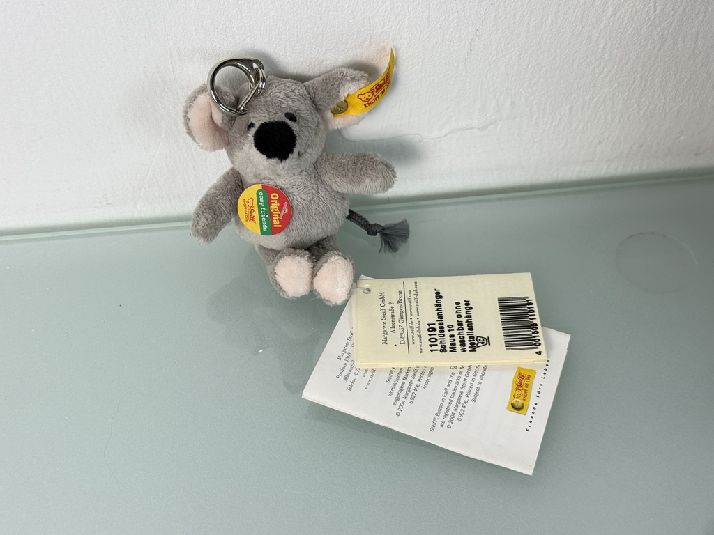 Steiff Tier 110191 Schlüsselanhänger Maus 10 cm Top Zustand   