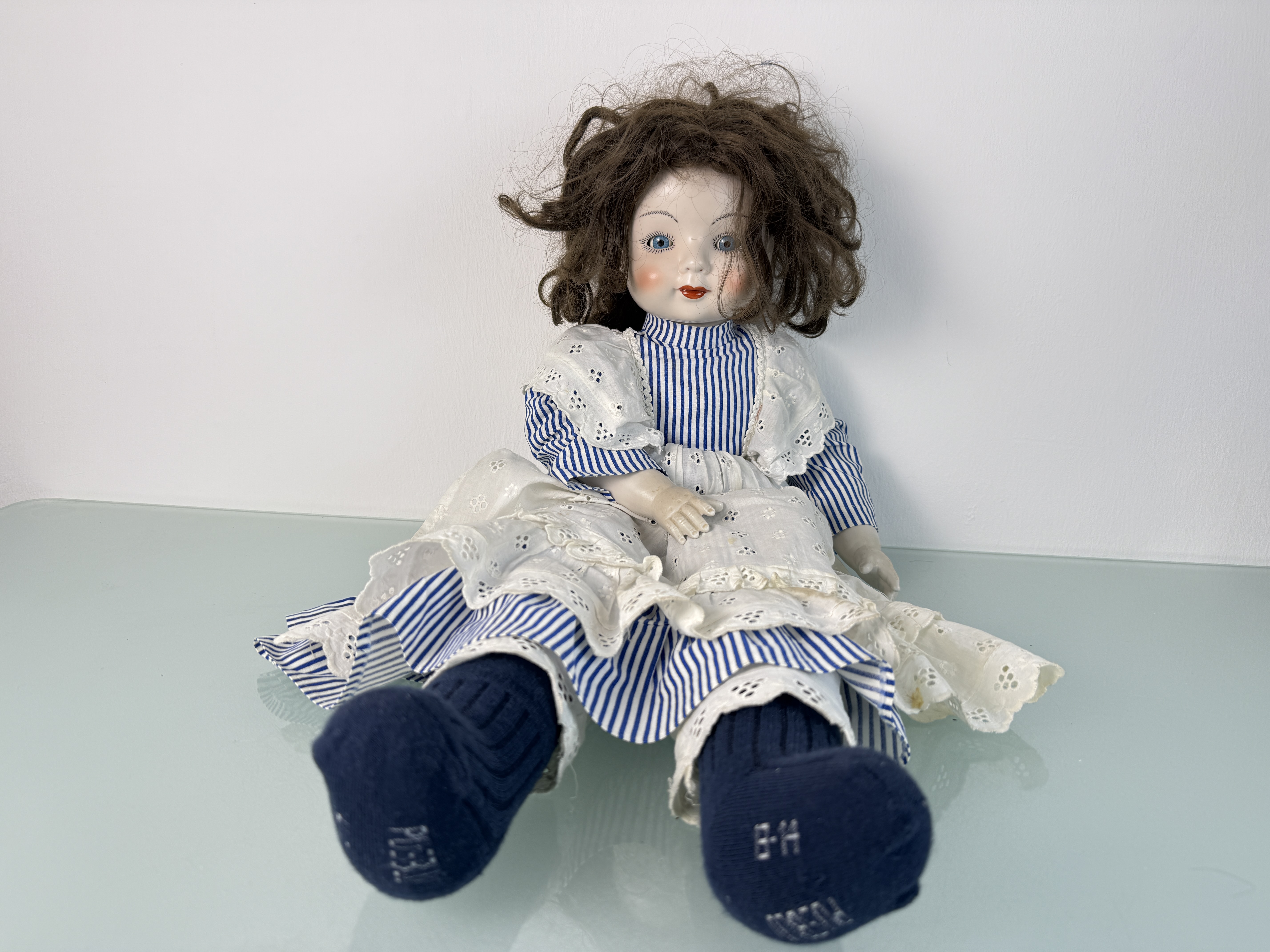 Künstlerpuppe Porzellankopf Puppe 70 cm. Top Zustand.  