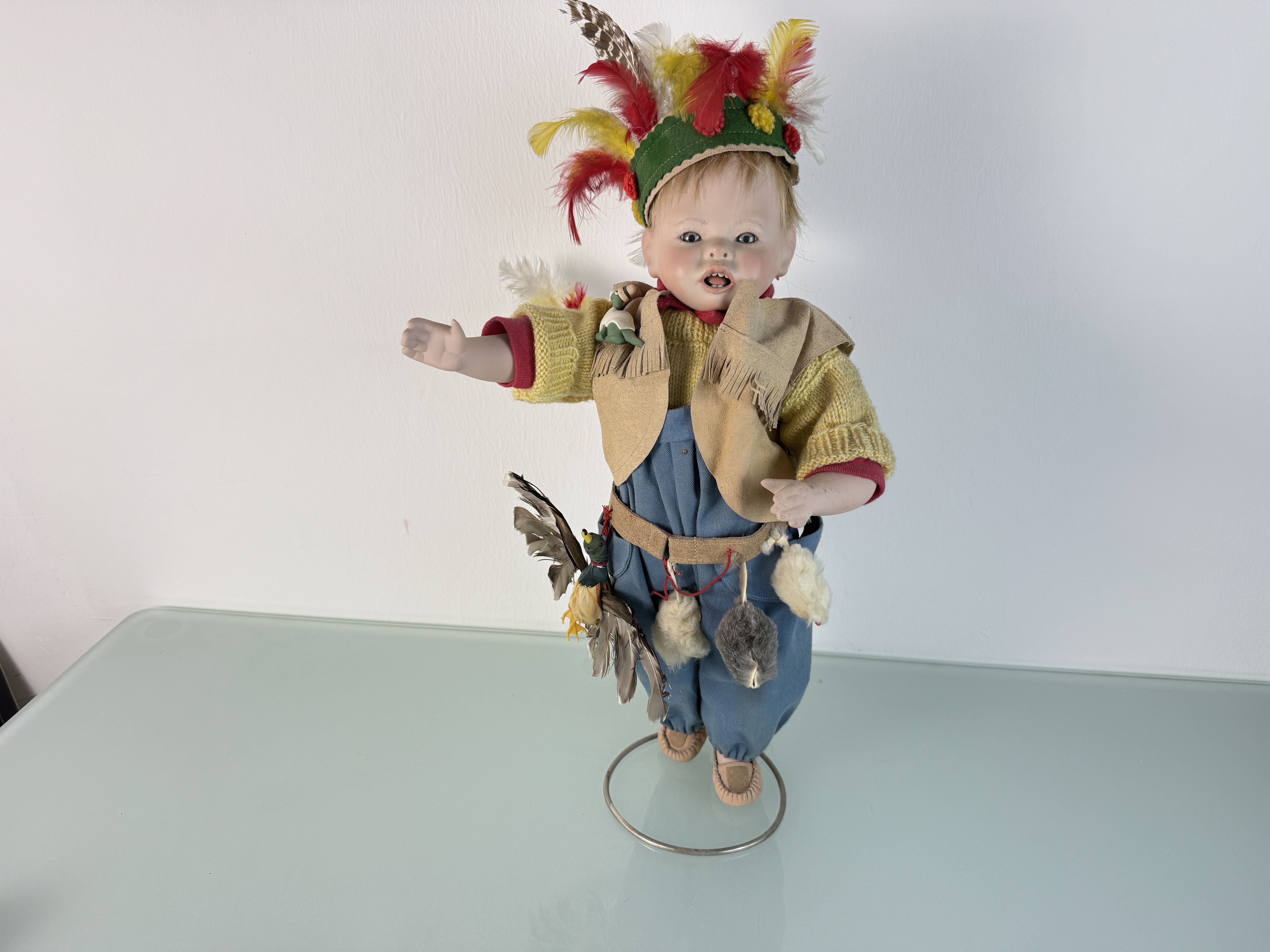 Künstlerpuppe Sammler alte Porzellan Puppe 45 cm Zustand siehe Fotos 