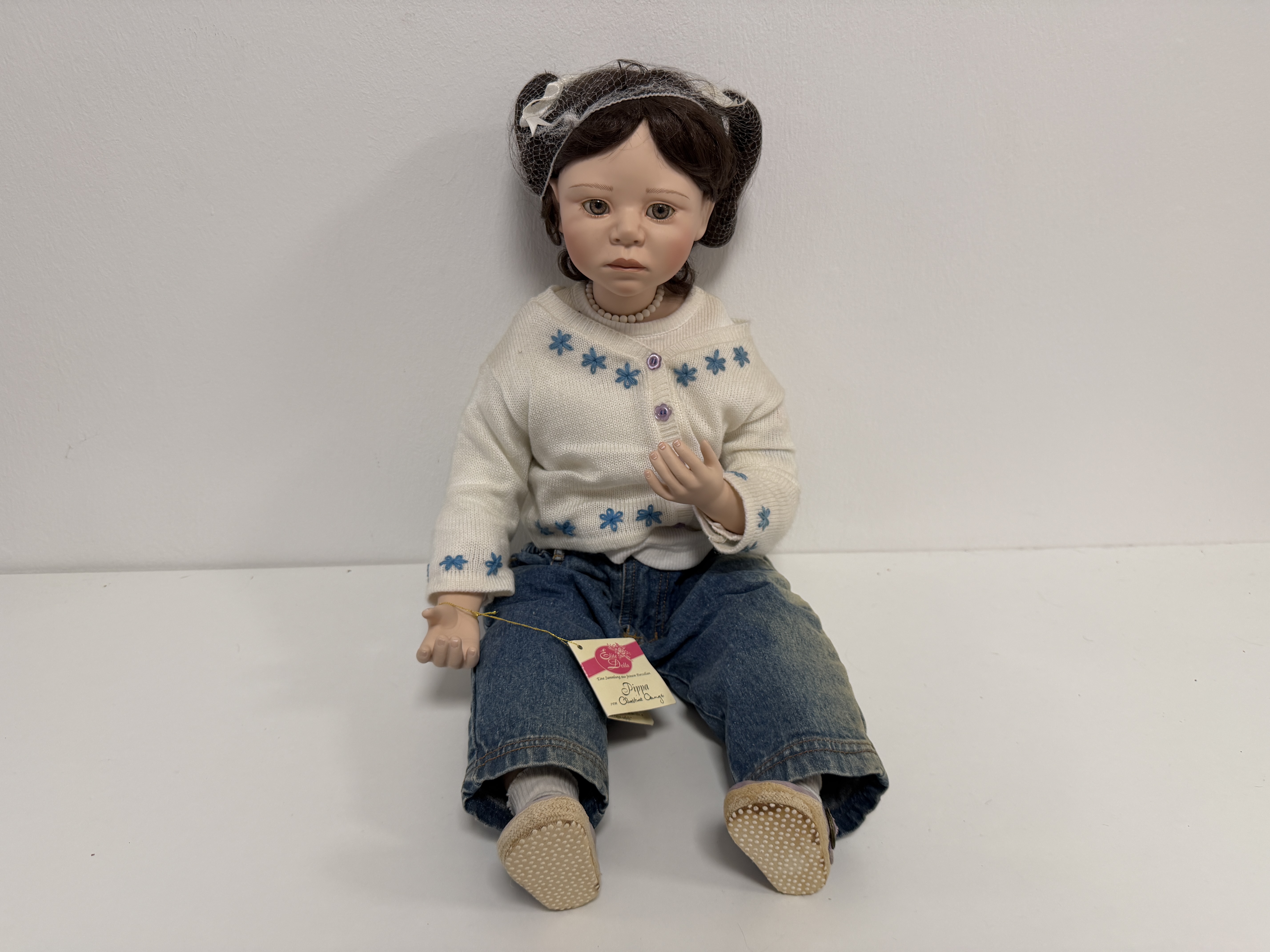 Christine Orange Künstlerpuppe Porzellan Puppe 70 cm. Top Zustand 