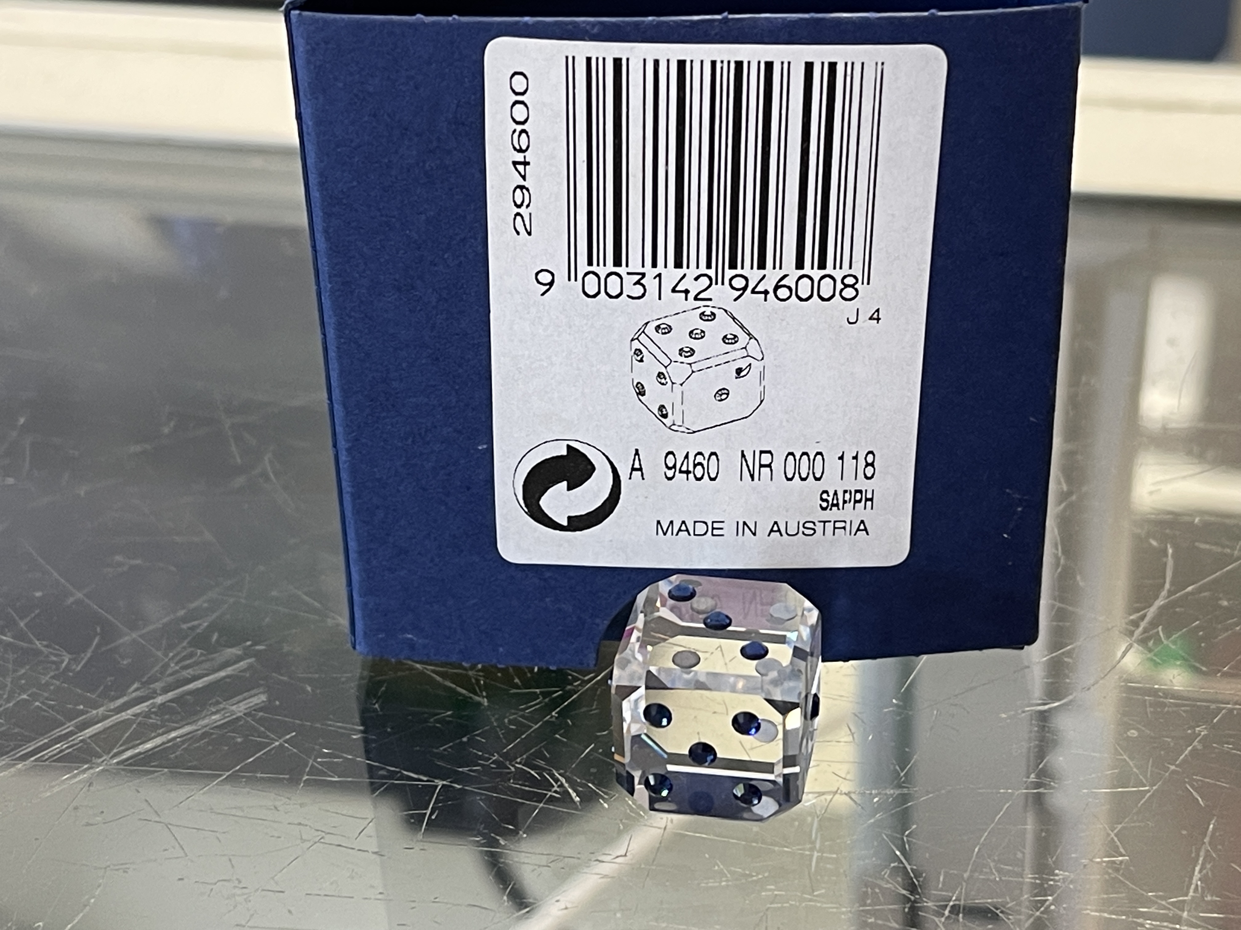Swarovski Figur 0294600 Würfel Blau 1,5 cm. Ovp & Zertifikat - Top Zustand 