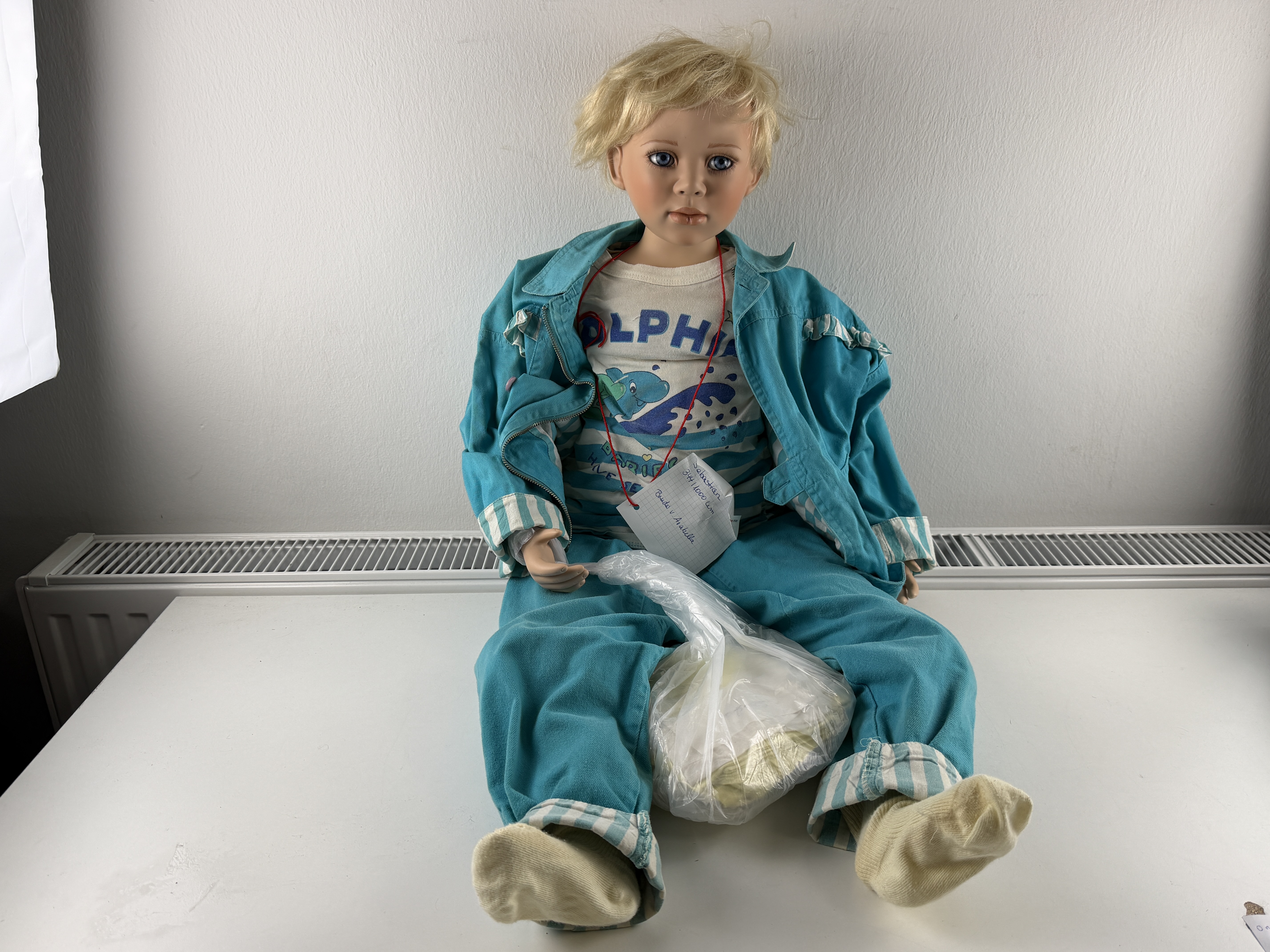 Künstlerpuppe Christine Orange Porzellanpuppe 94 cm. Top Zustand   