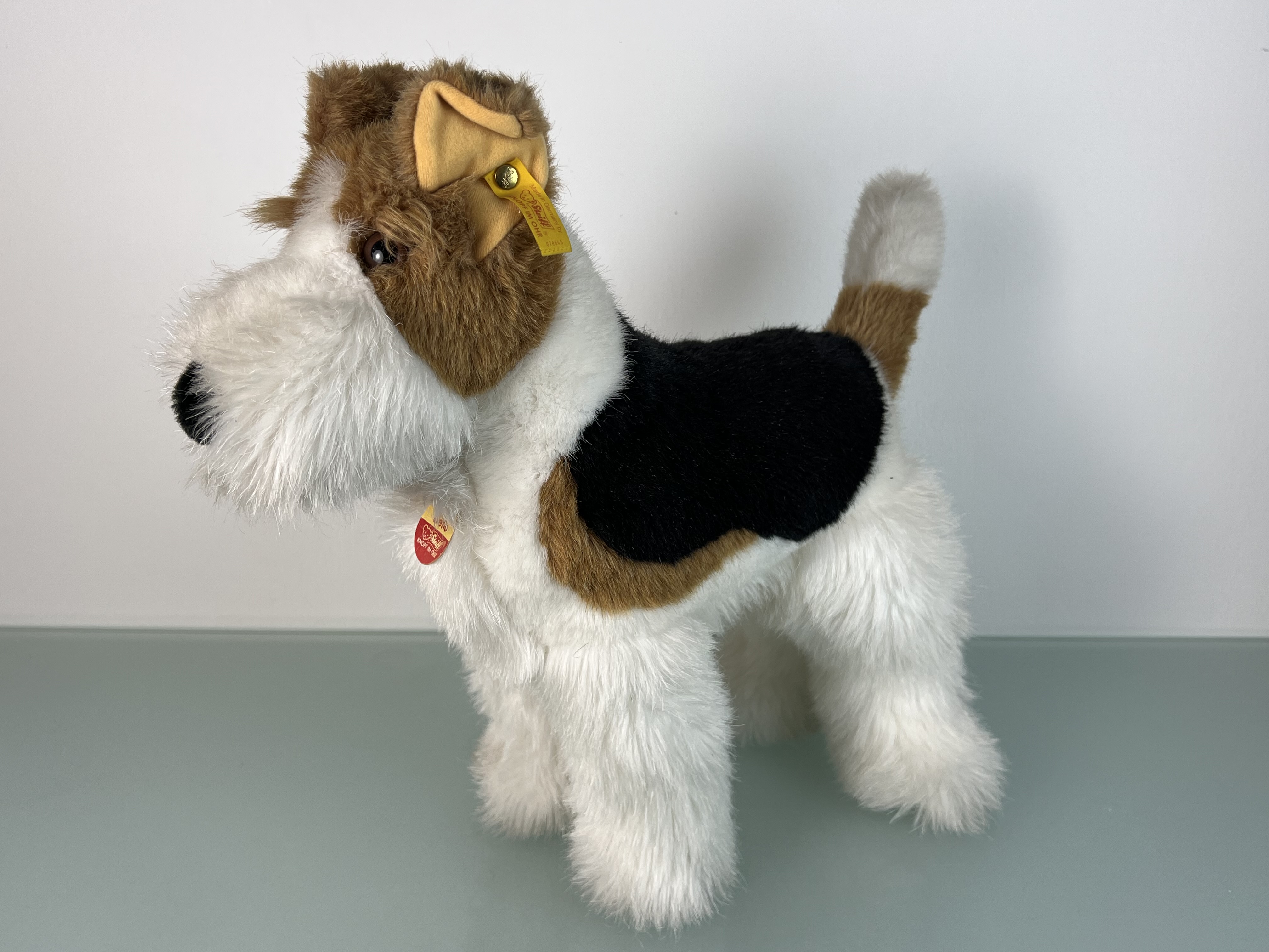 Steiff Tier 078545 Bello Foxterrier 37,5 cm Lang / 36 cm Hoch. Top Zustand