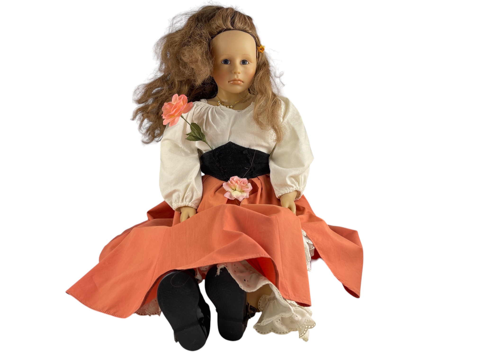 Künstlerpuppe Brigitte Leman Vinylpuppe Puppe Jasmin 78 cm. Guter Zustand  