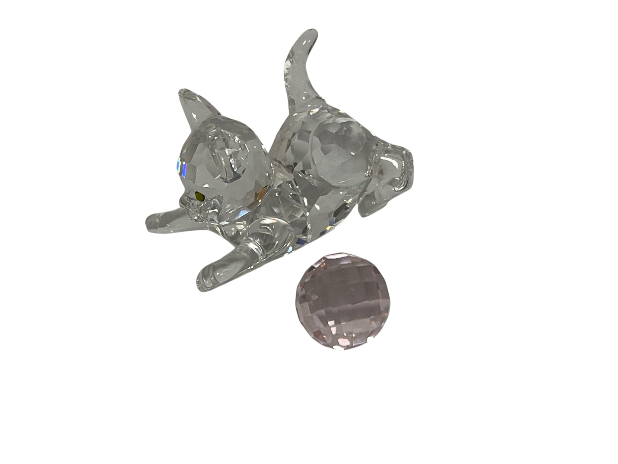  Swarovski Figur 631857 Katze Rosa Ball 5 cm Top Zustand    
