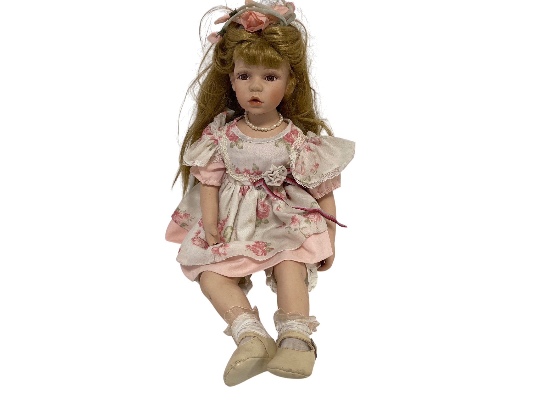 Künstlerpuppe Porzellan Puppe 60 cm. Defekt 