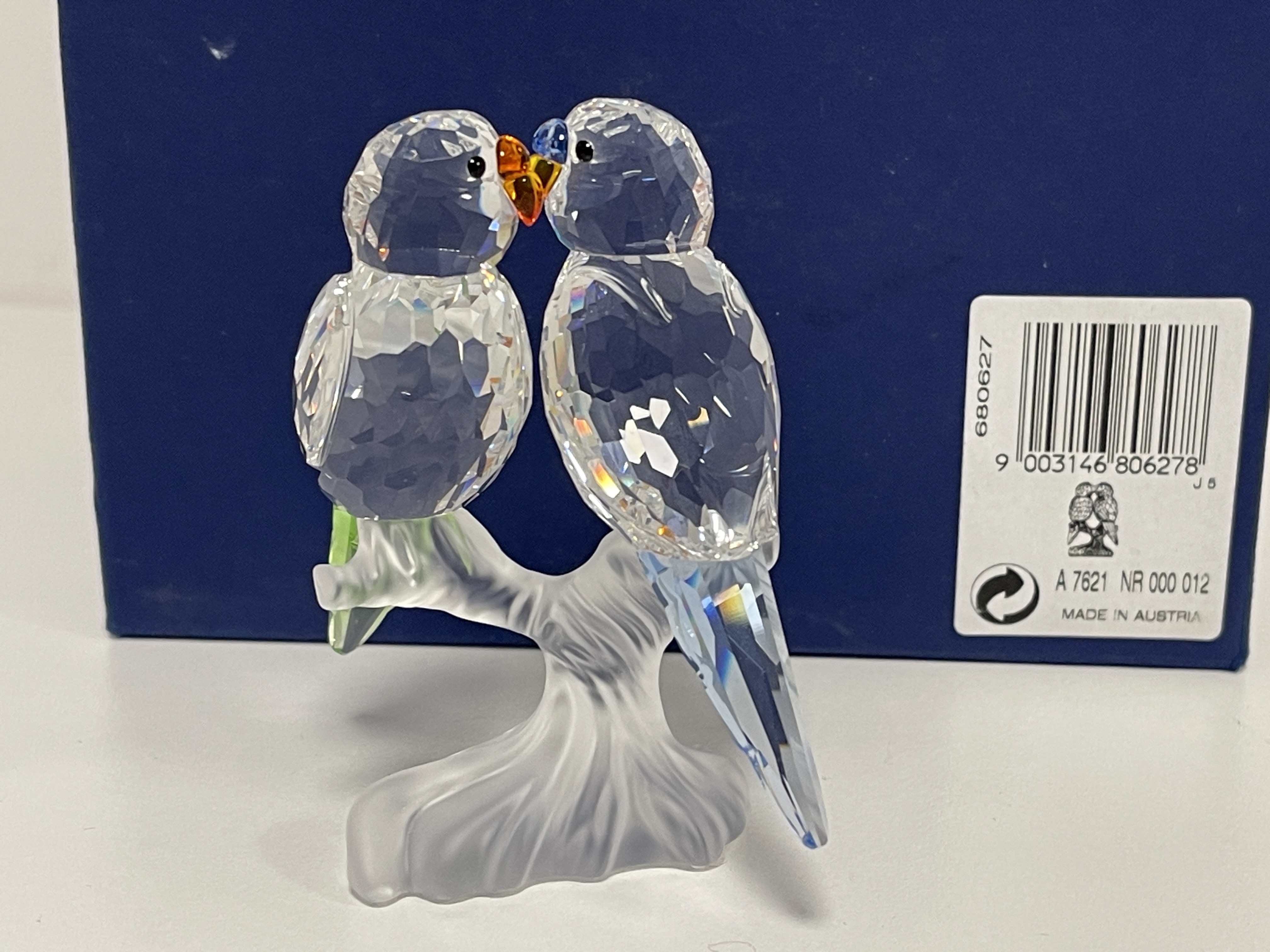 Swarovski Figur 680627 Wellensittiche 8,3 cm Inkl. Ovp Zertifikat Top Zustand  