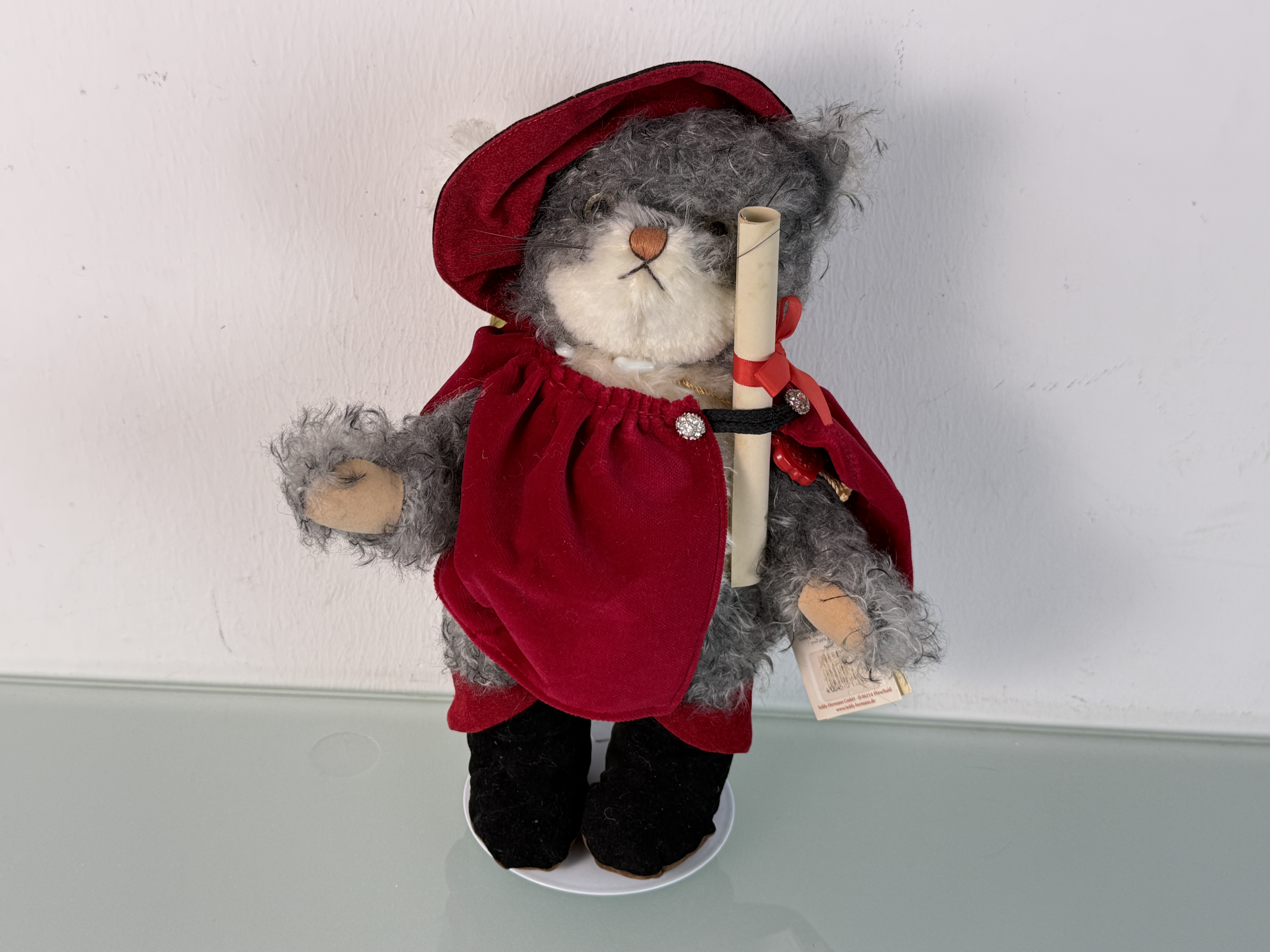 Hermann Teddy Bär Katze gestiefelter Kater 30 cm Top Zustand  Nichtraucherhaushalt