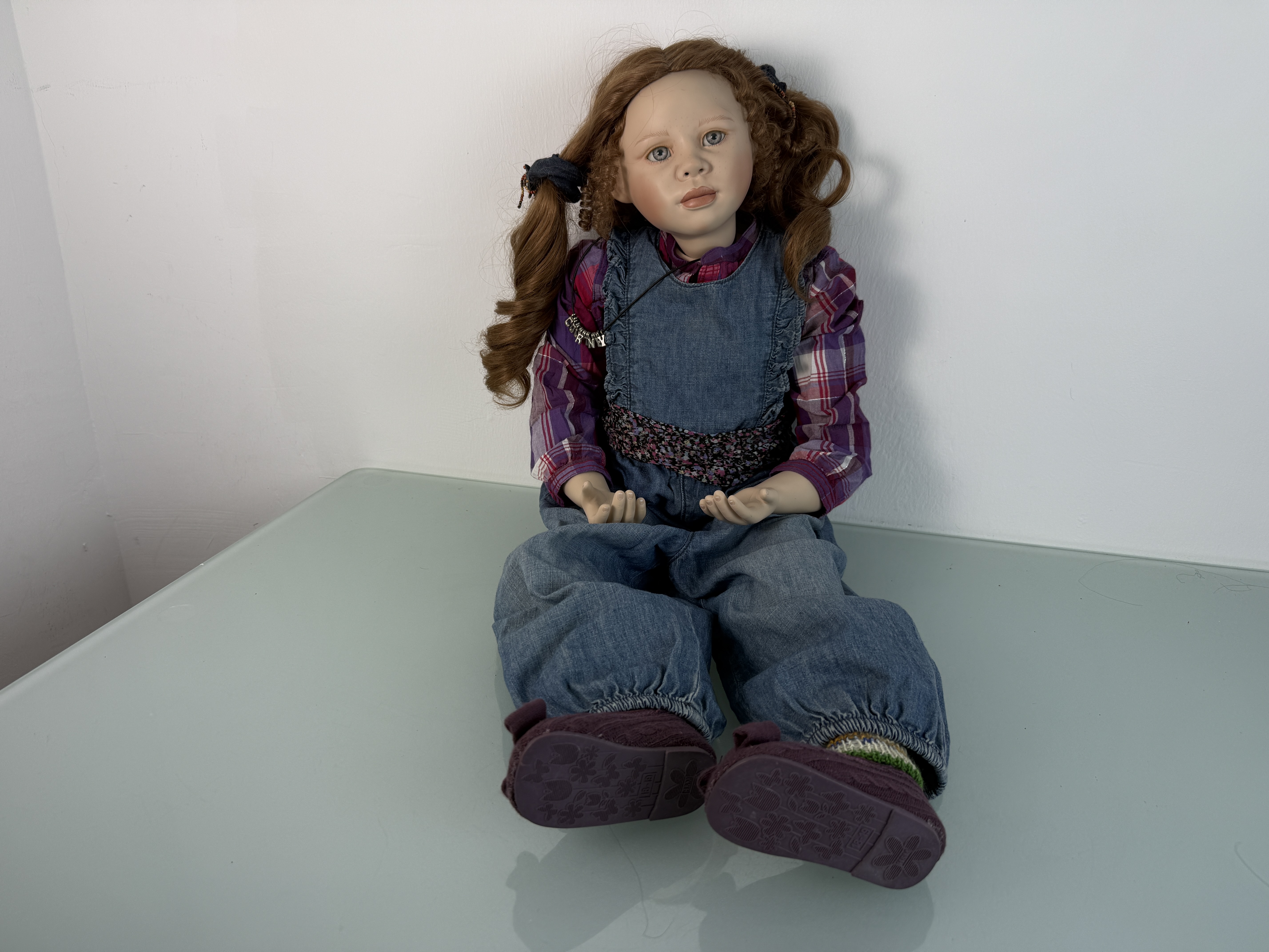 Künstlerpuppe Sammler Christine Orange Porzellan Puppe 85 cm. Top Zustand  