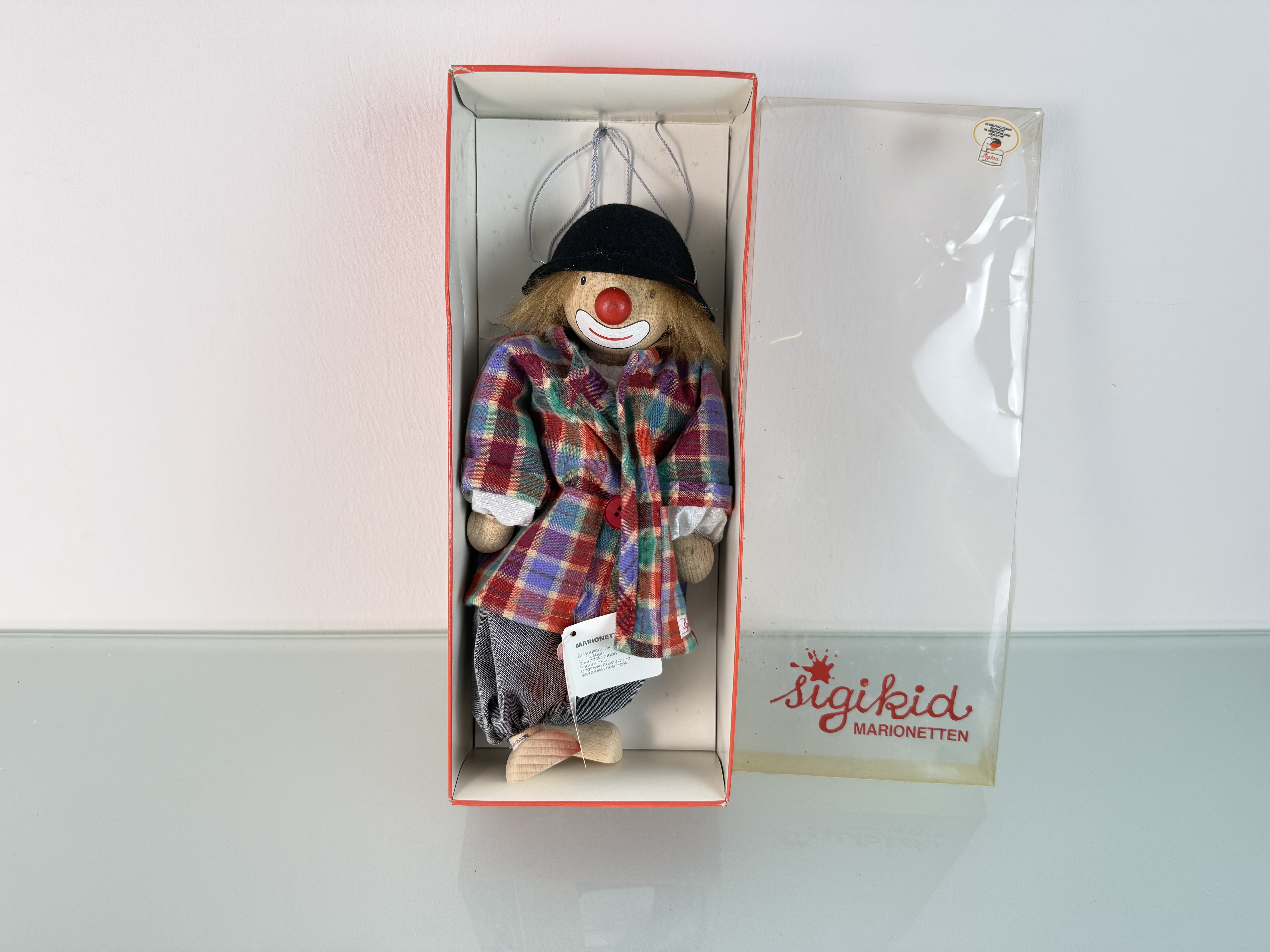 Künstlerpuppe Sigikid Marionette Vinyl Puppe 32 cm. Top Zustand   