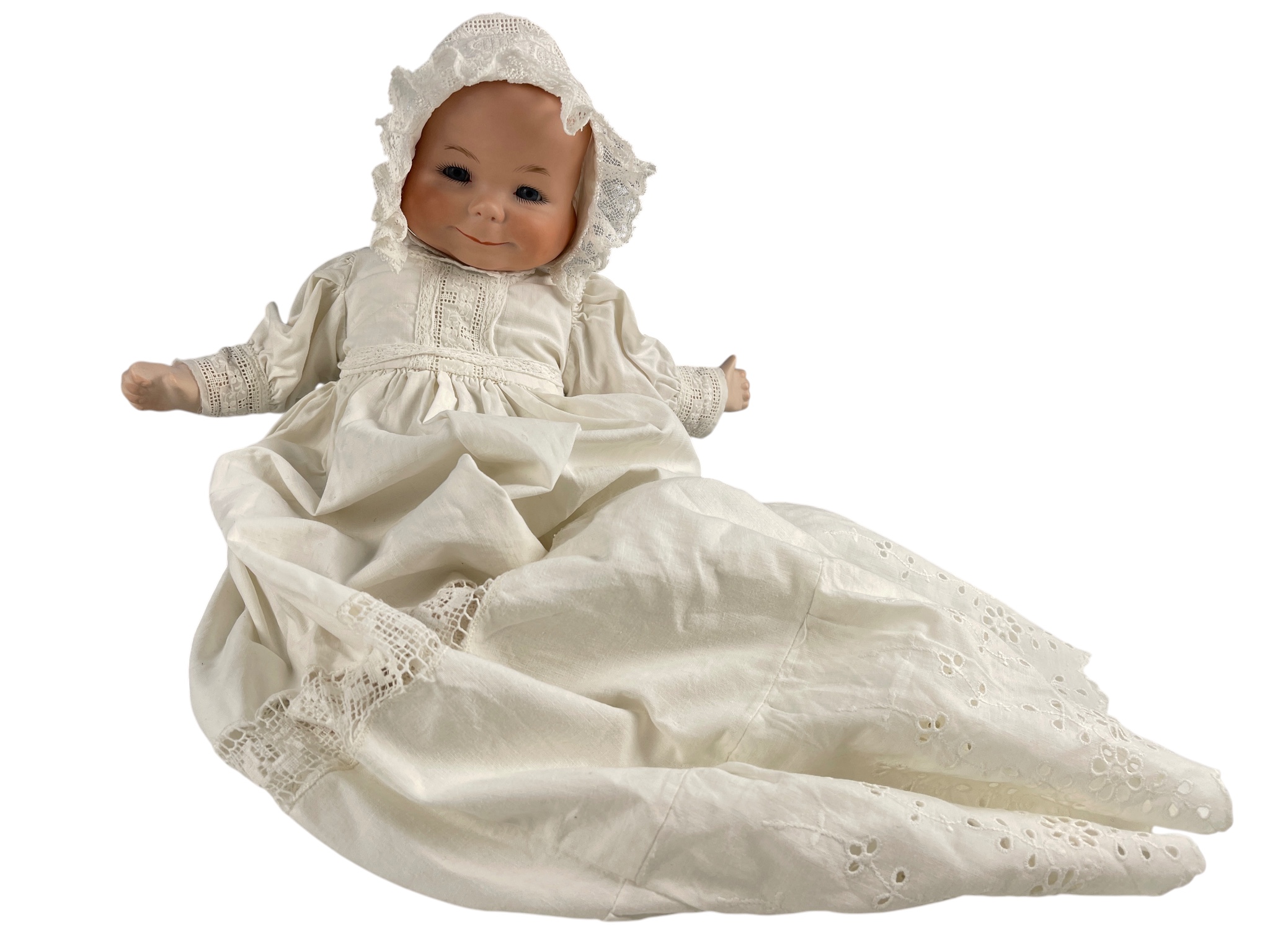 Sammler Porzellankopf Puppe mit 3 Gesichtern 34 cm Guter Zustand 