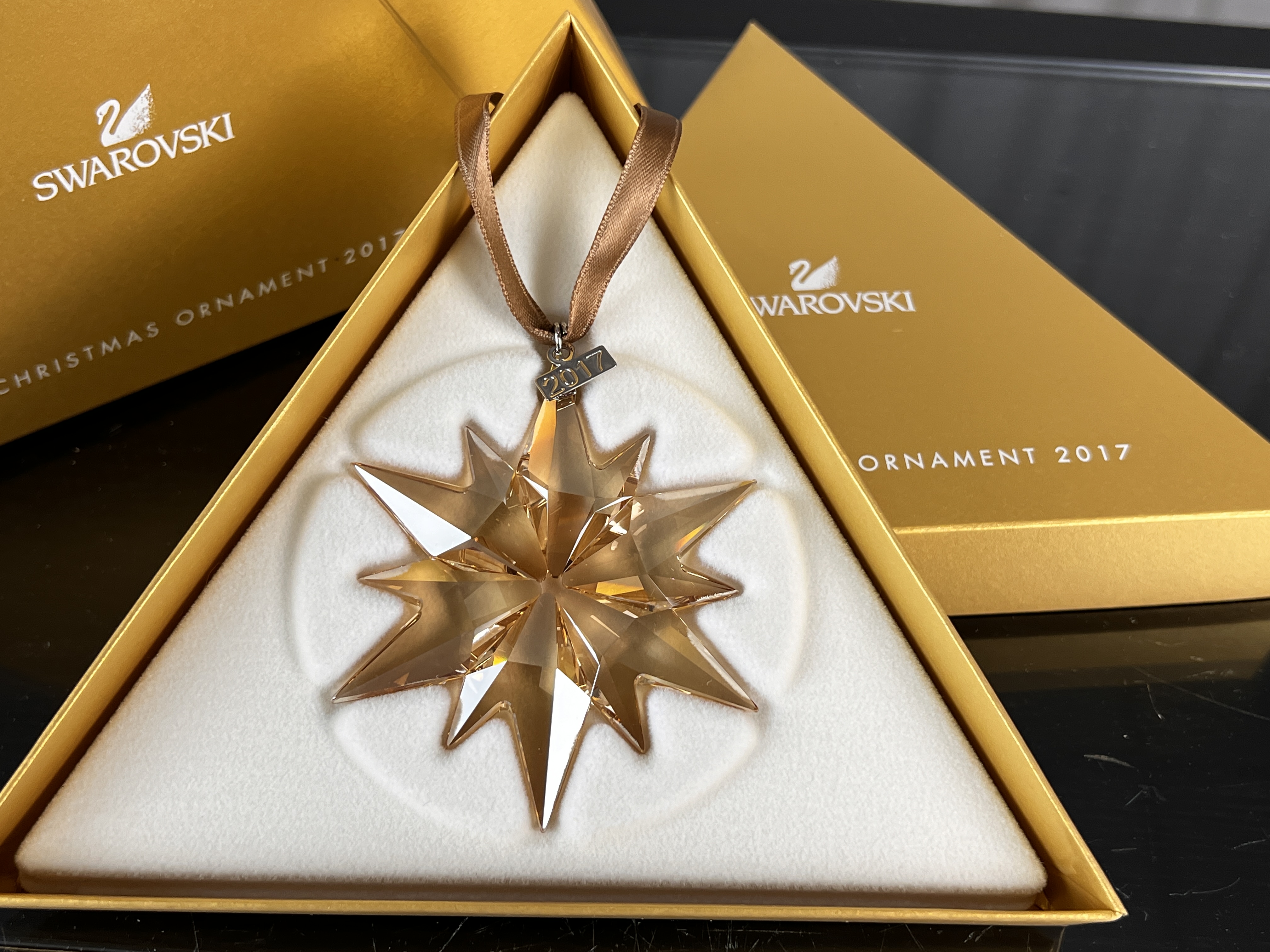 Swarovski Figur 5268827 Weihnachtsstern Gold 2017 Groß 7,2 cm. - Top Zustand 