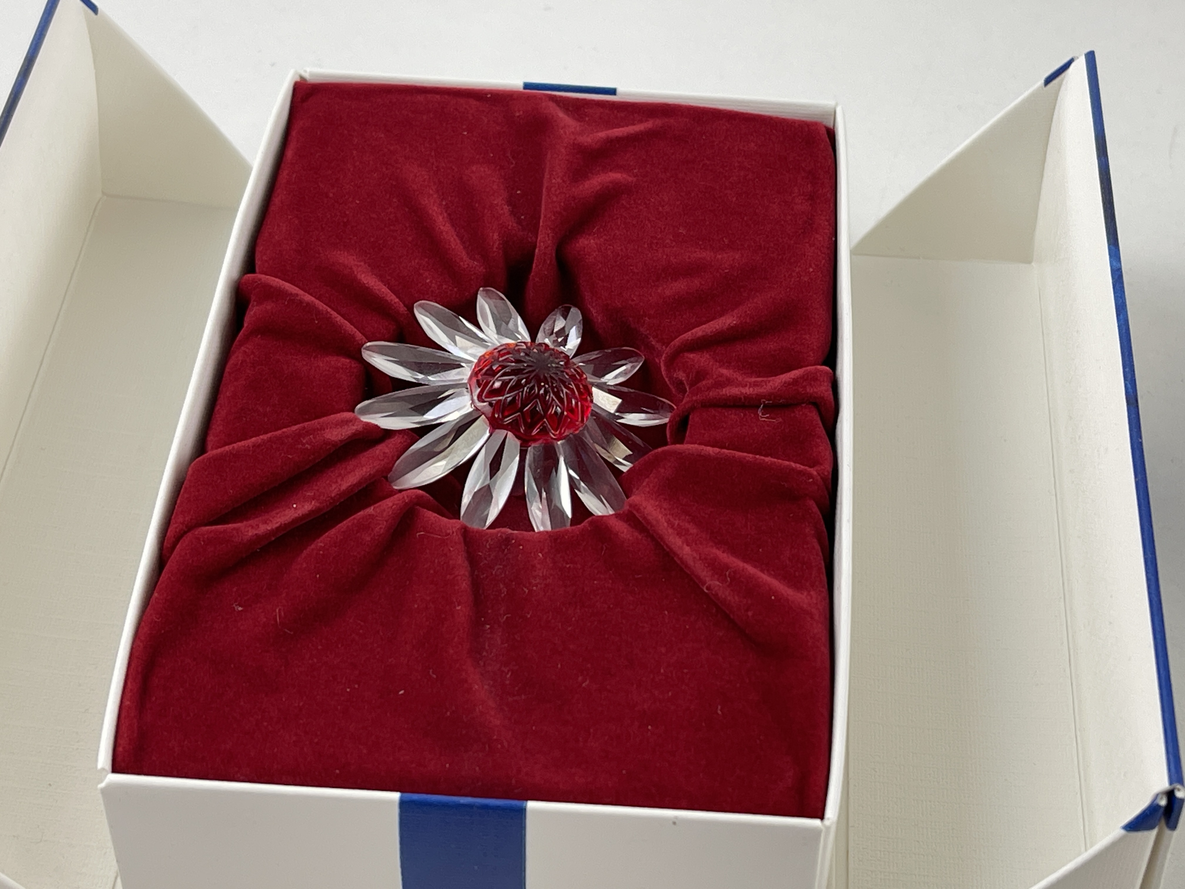 Swarovski Figur Blume - Margerite. Rot 5 cm. Ovp - Top Zustand.  