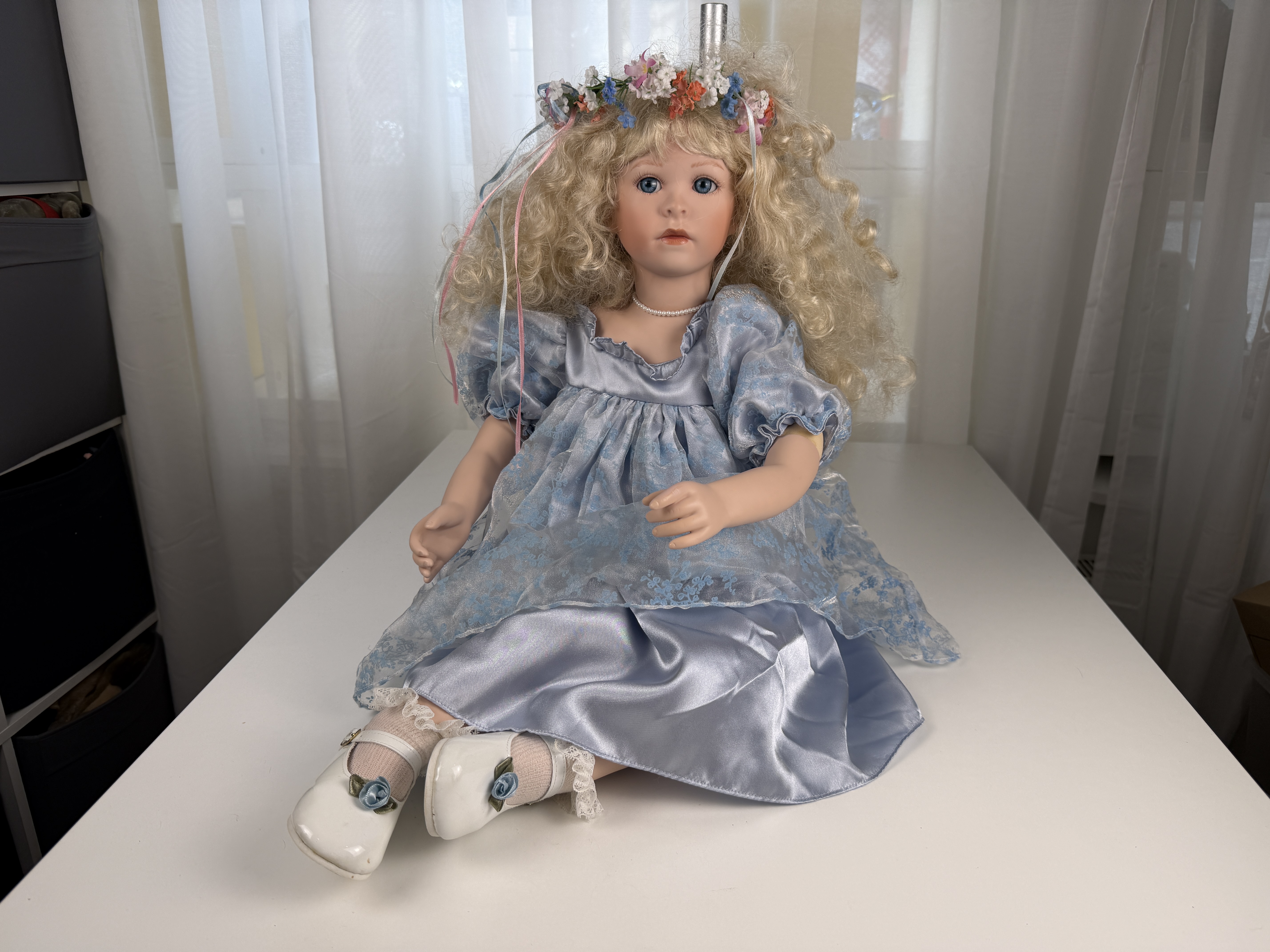  Ute Kase Lepp Künstlerpuppe Porzellan Puppe 77 cm. Top Zustand. 
