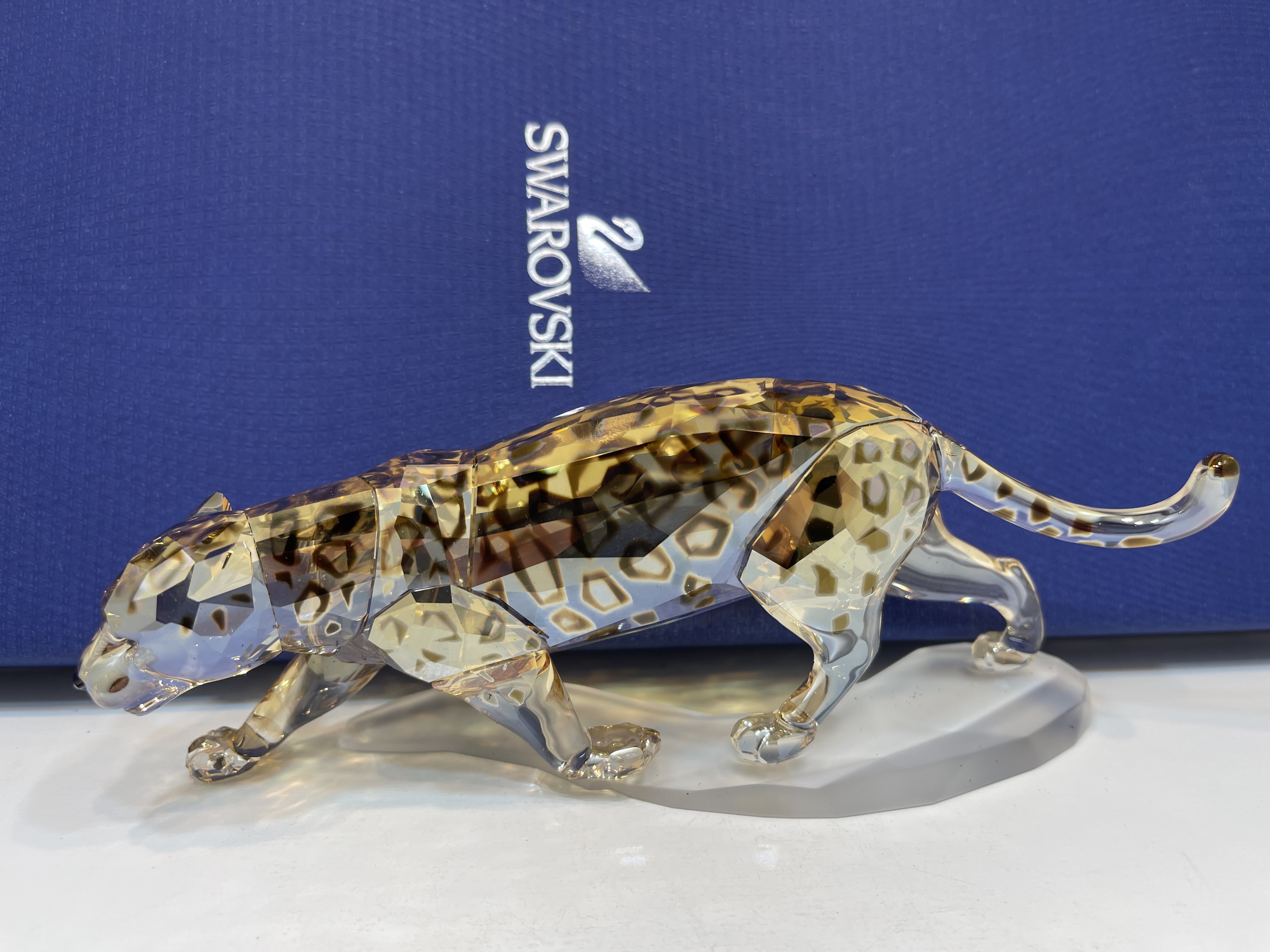 Swarovski Figur 1096796 Jaguar Golden Shine 16,7 cm + Kiste &  Zertifikat Top Zustand   
