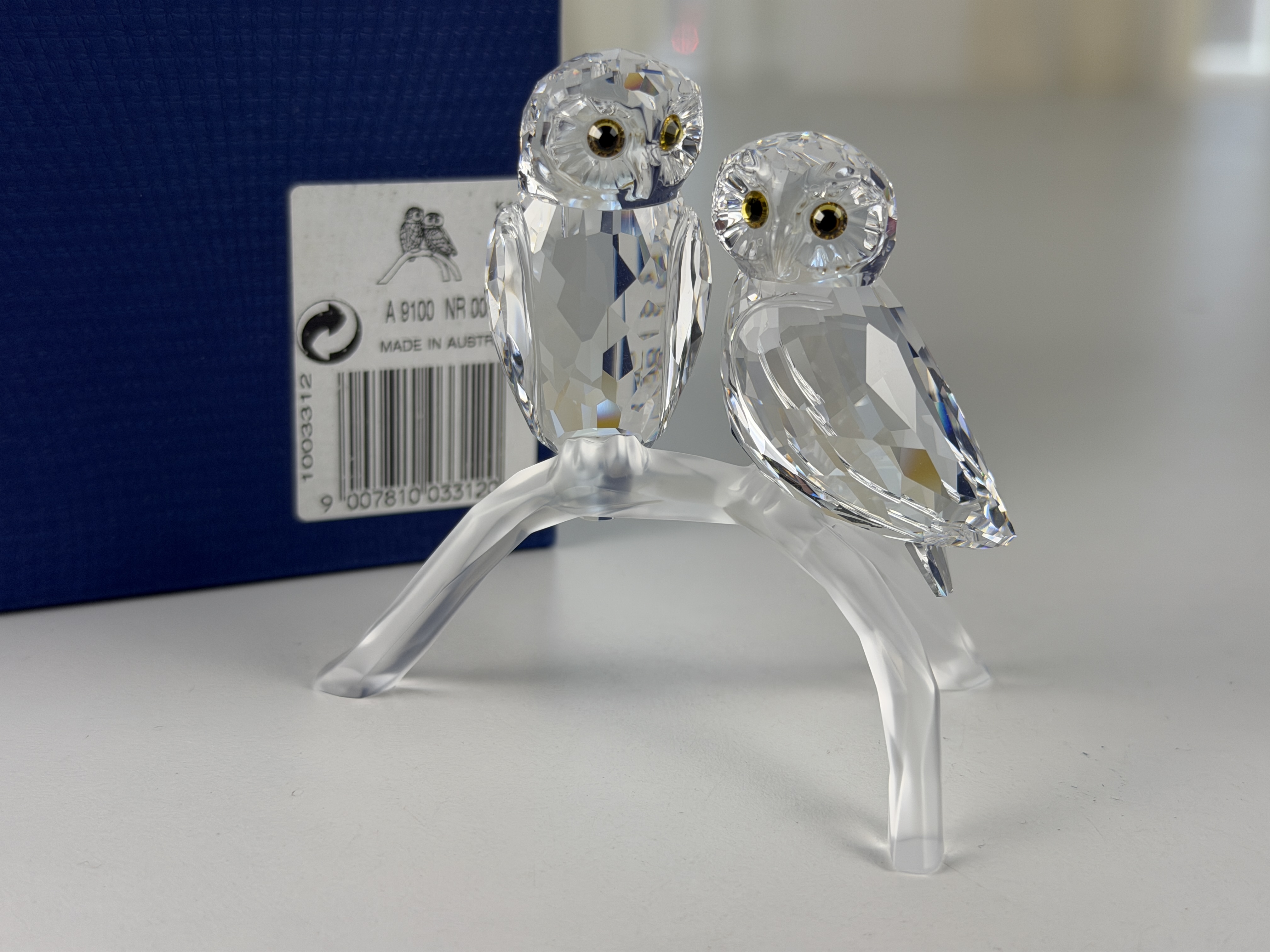 Swarovski Figur 1003312 Eulen Eulenpaar 7,7 cm. Ovp & Zertifikat. Top Zustand