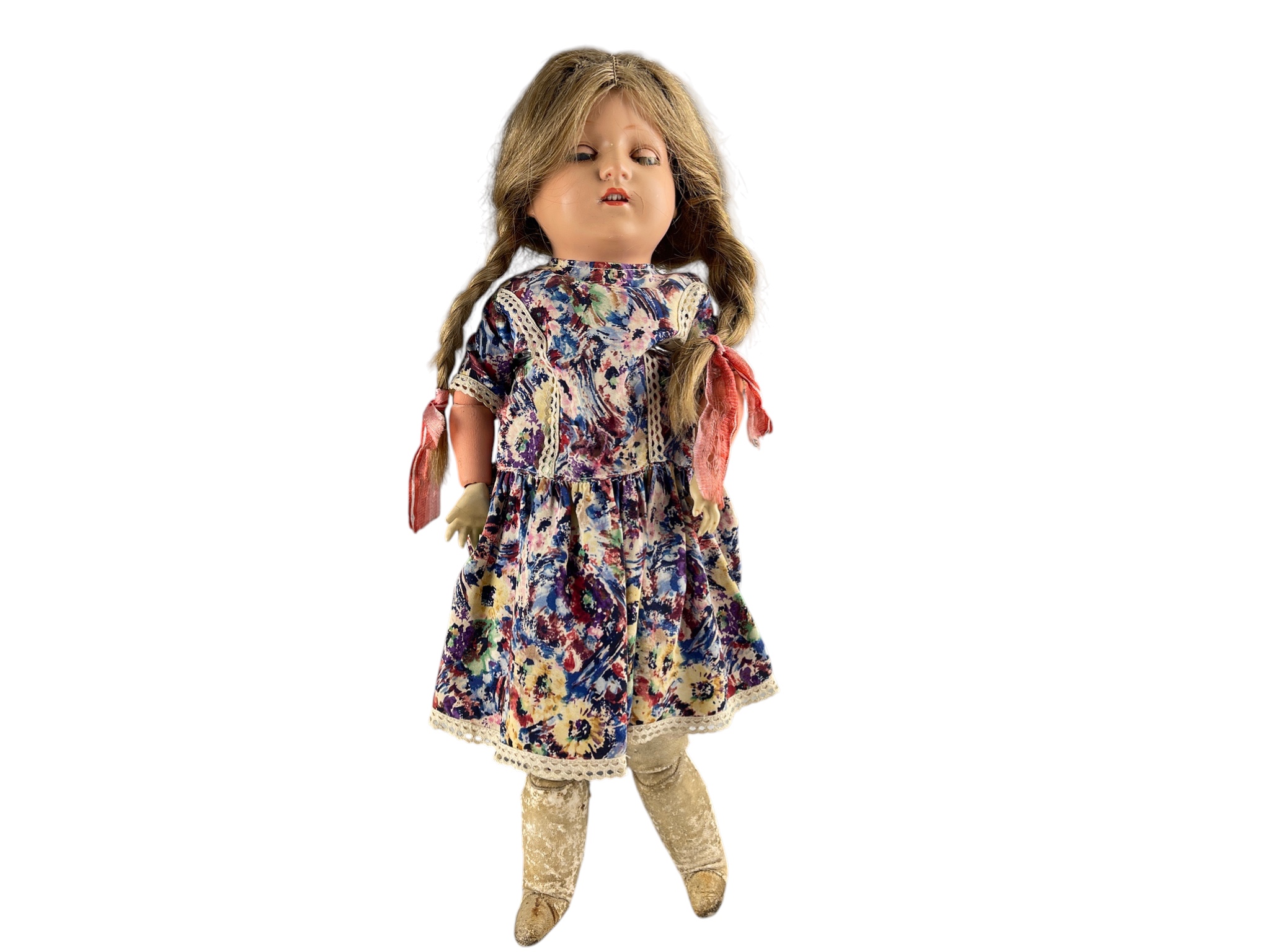 Alte Puppe Sammler Porzellan / Zelluloid Puppe 42 cm. Zustand Siehe Fotos.    