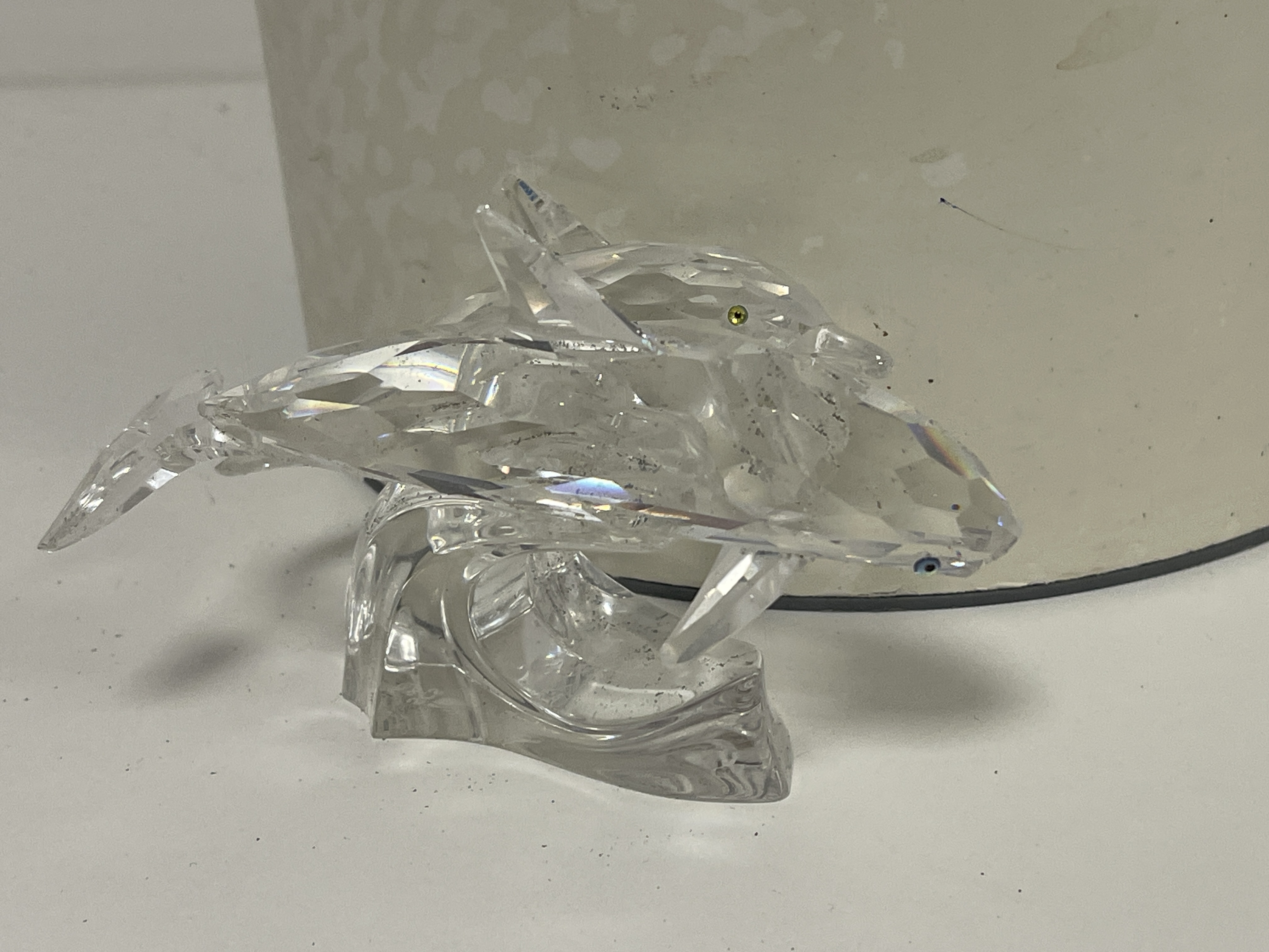  Swarovski Figur Kristall 153850 Die Delfine 13,5 cm mit Ovp + Zertifikat. Defekt
