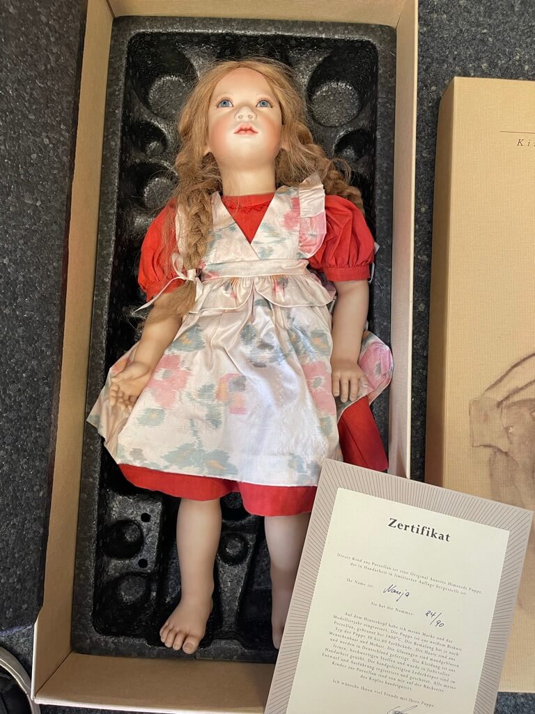 Annette Himstedt Porzellan Puppe Nanja 66 cm. Ltd. 84/90. Top Zustand 
