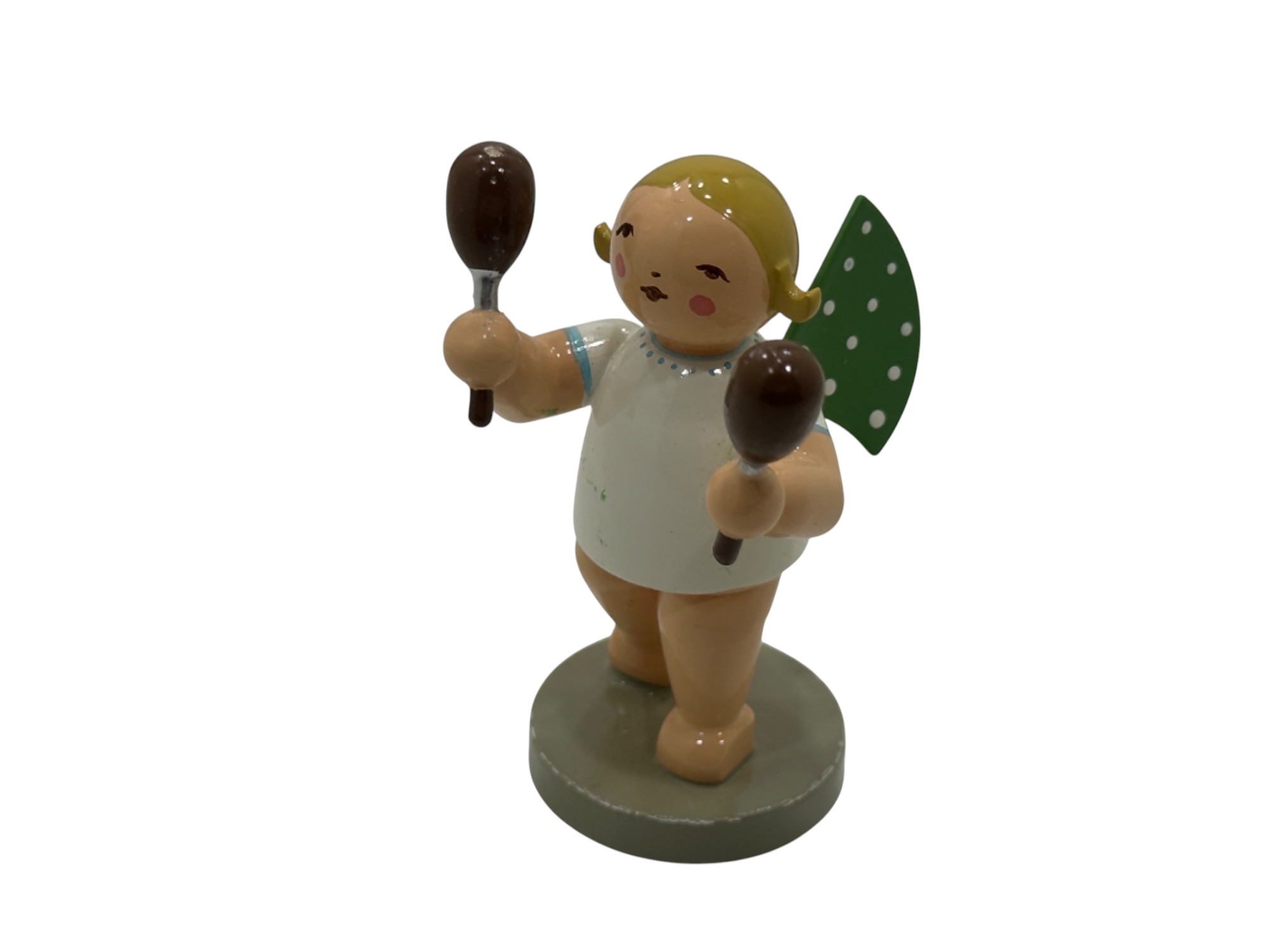 Erzgebirge Figur Engel mit Maracas 6 cm. Zustand siehe Fotos