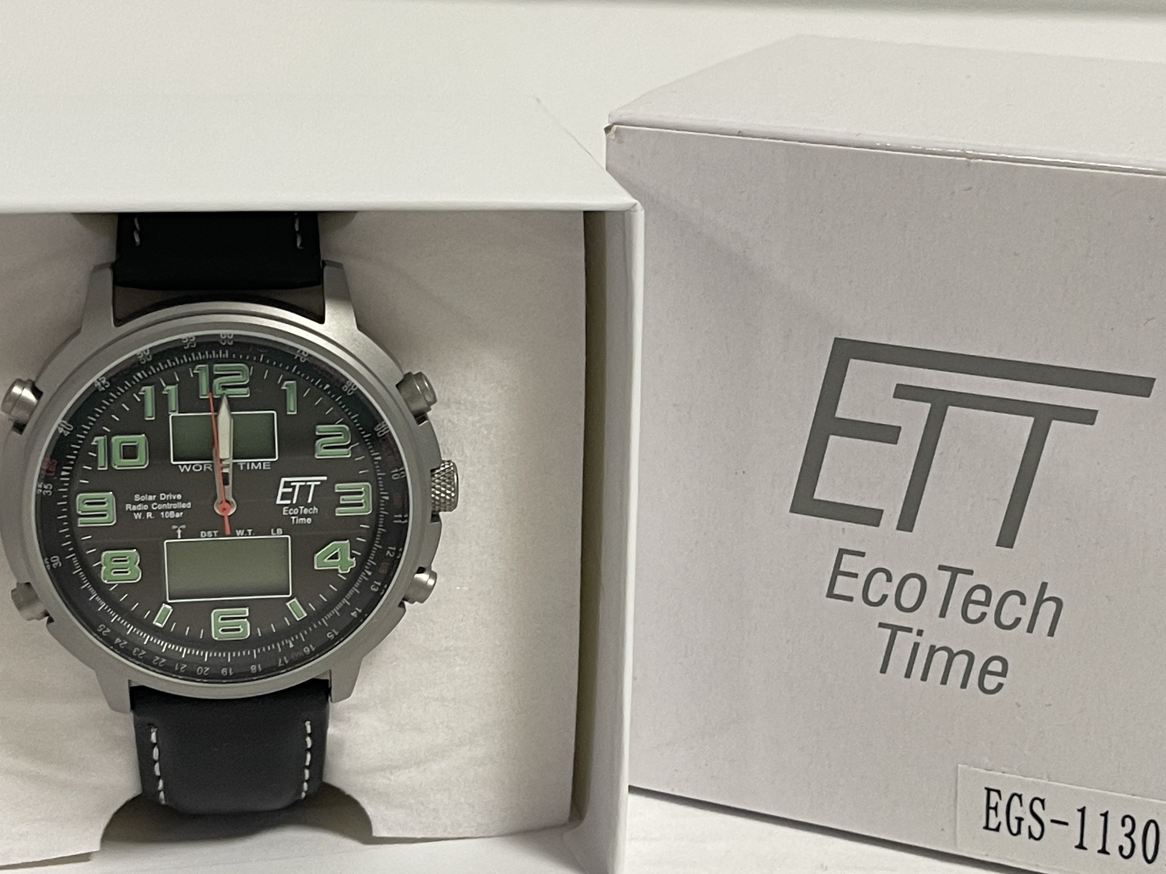 Eco Tech Time Herren Armbanduhr Solar Funkuhr - Top Zustand     