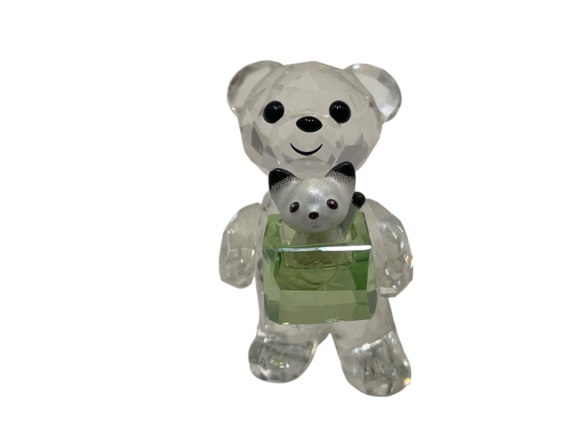  Swarovski Figur 5058935 Kris Bär mit Geschenk und Kätzchen 4 cm. - Zustand siehe Fotos