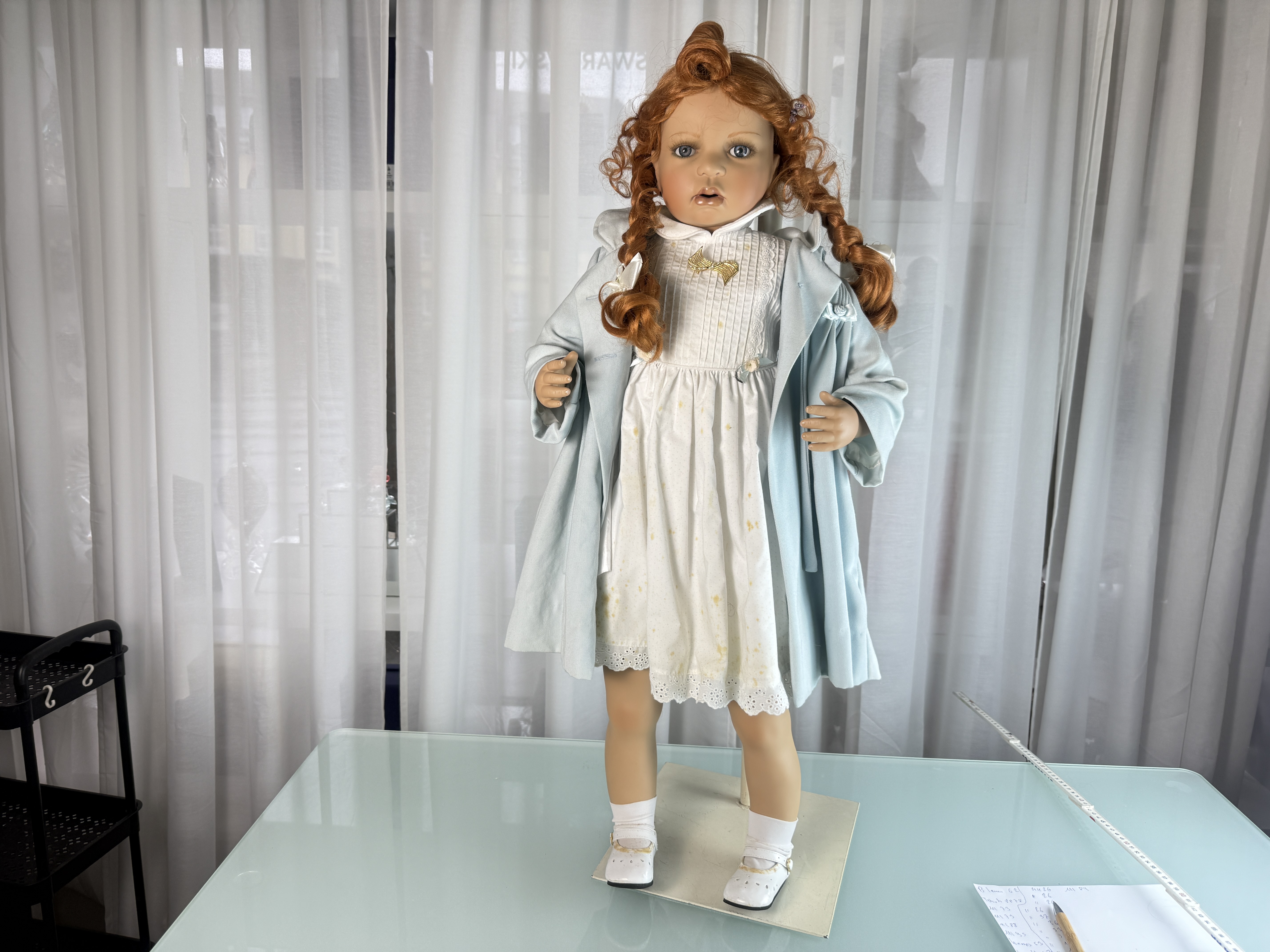 Künstlerpuppe Inge Tenbusch Porzellan Puppe 82 cm. Top Zustand. 