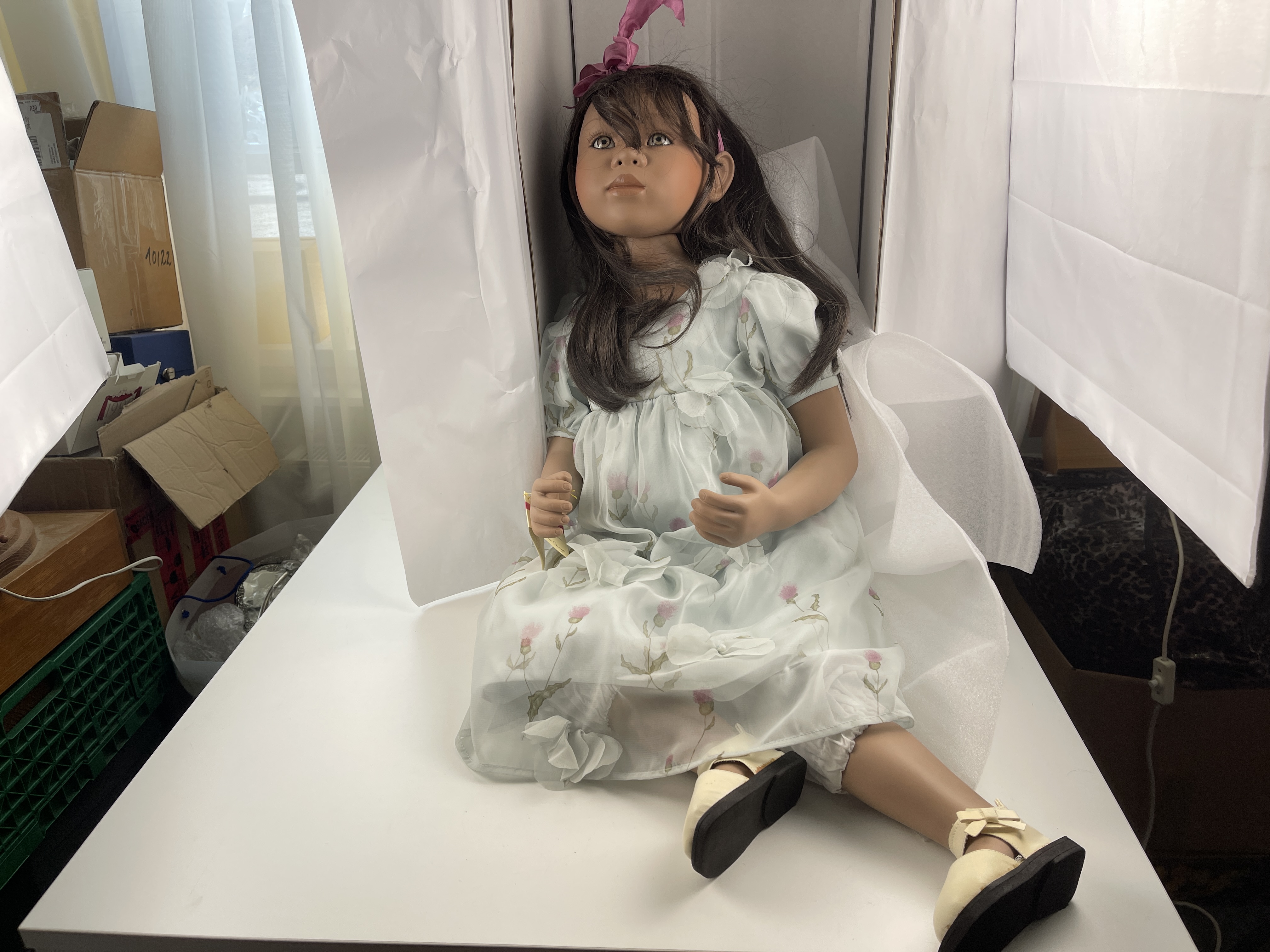 Künstlerpuppe Christine Orange Porzellanpuppe 90 cm. Top Zustand