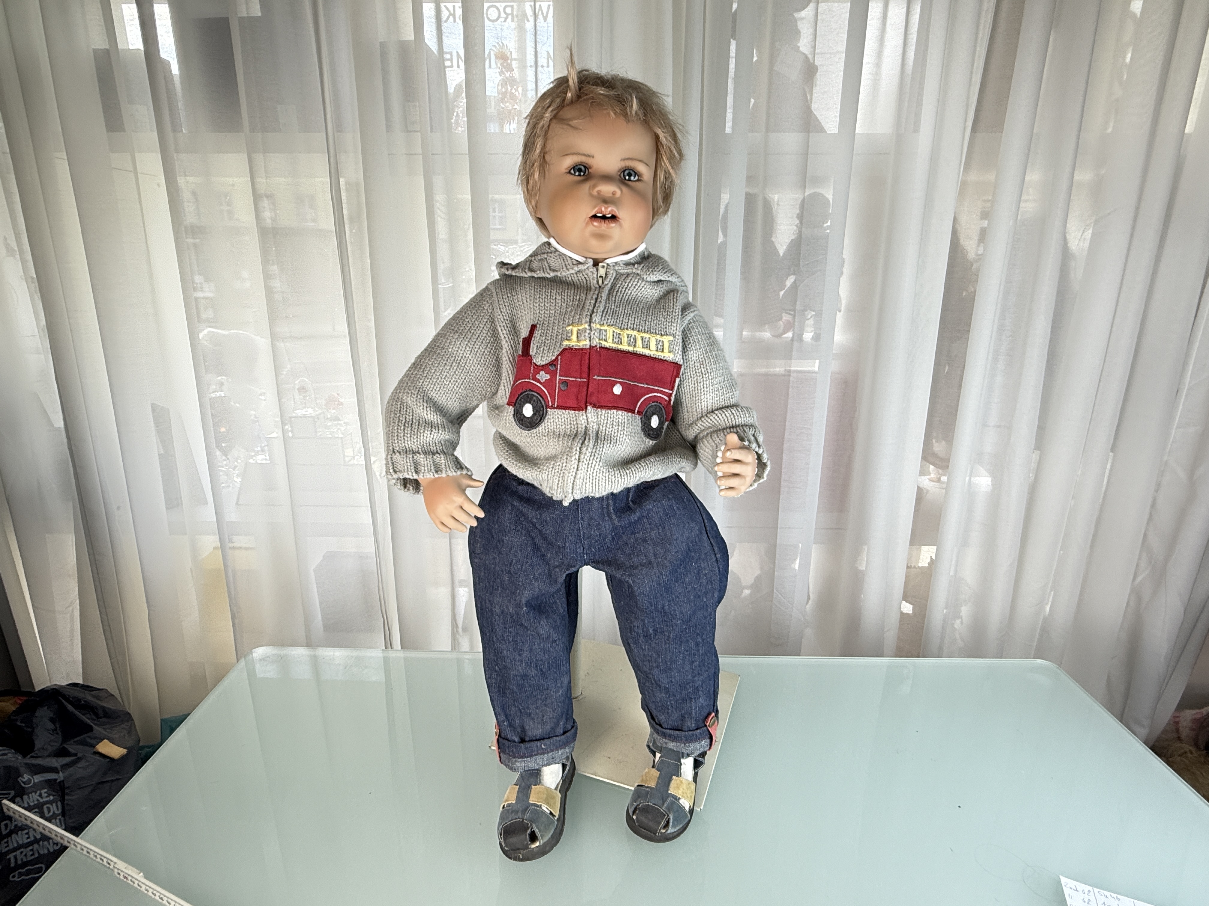 Künstlerpuppe Inge Tenbusch Porzellan Puppe 70 cm. Top Zustand. 