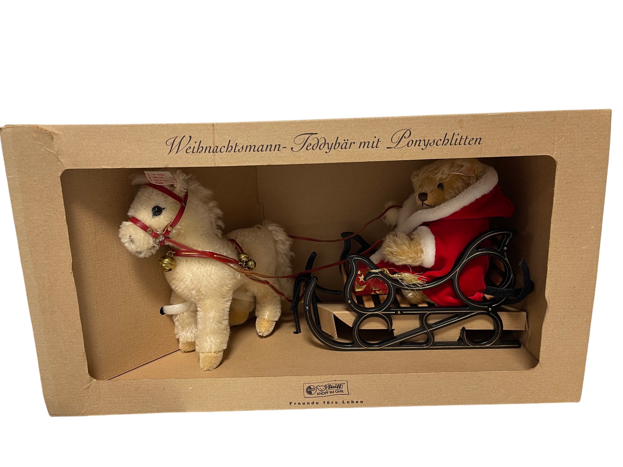 Steiff Tier Teddy Bär 670879 Steiff Schlittenset 38cm langes Gespann Weihnachten - Top Zustand 