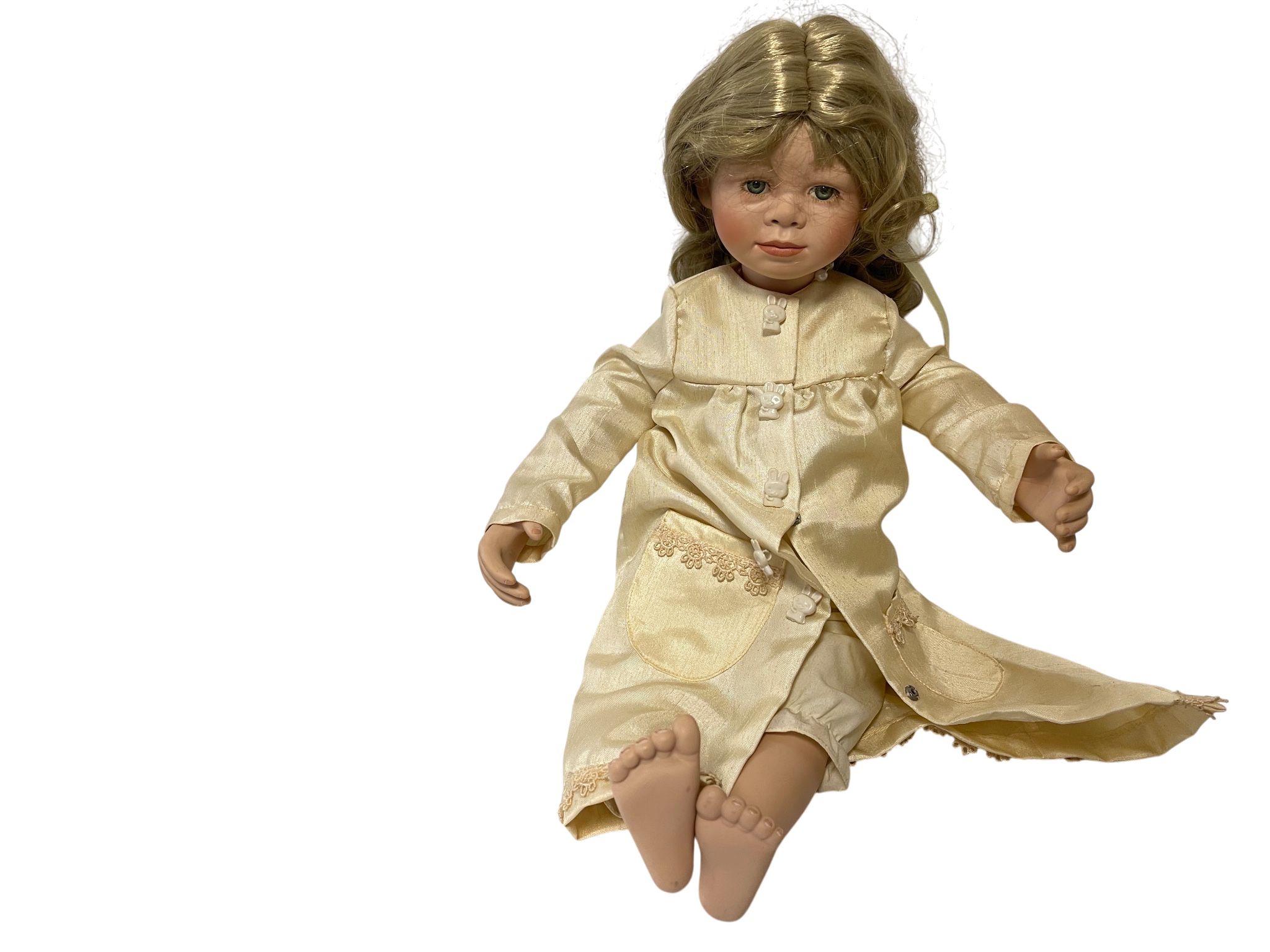 Künstlerpuppe Sammler Christine Orange Porzellan Puppe 42. Zustand siehe Fotos  