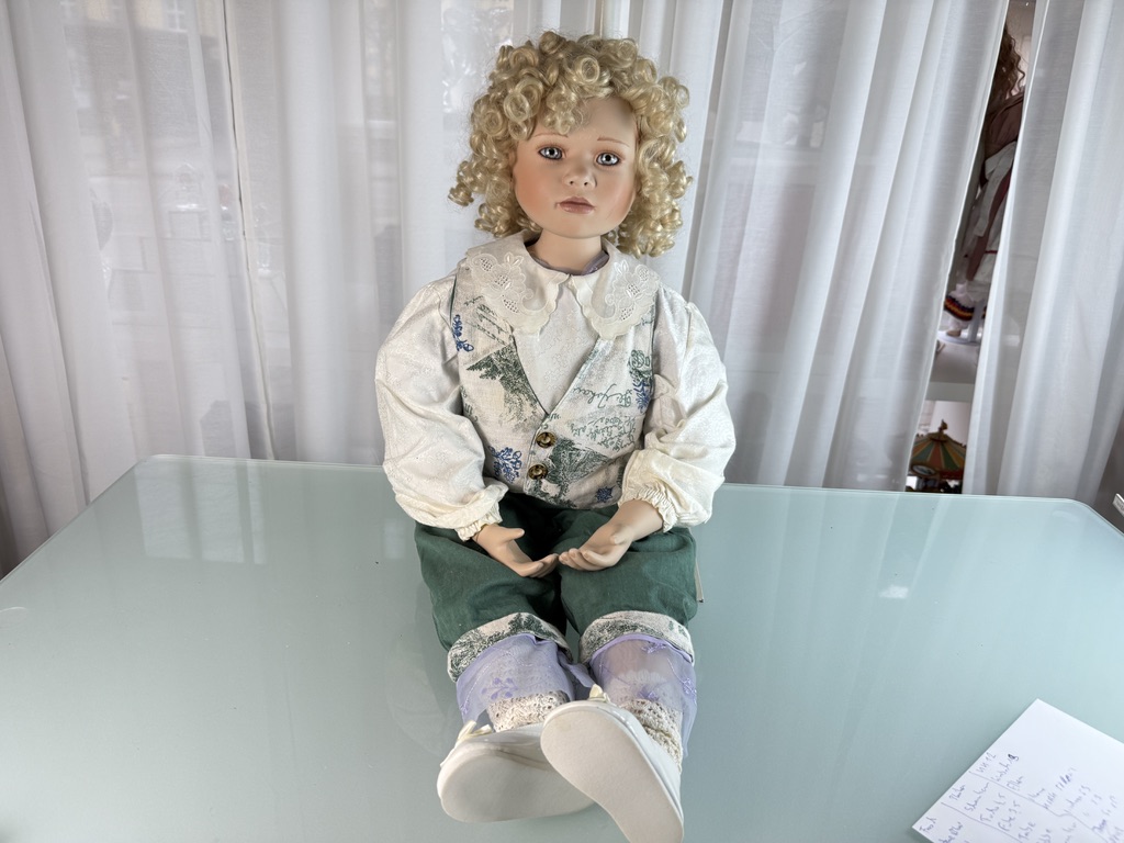 Künstlerpuppe Christine Orange Porzellan Puppe 88 cm. Top Zustand  