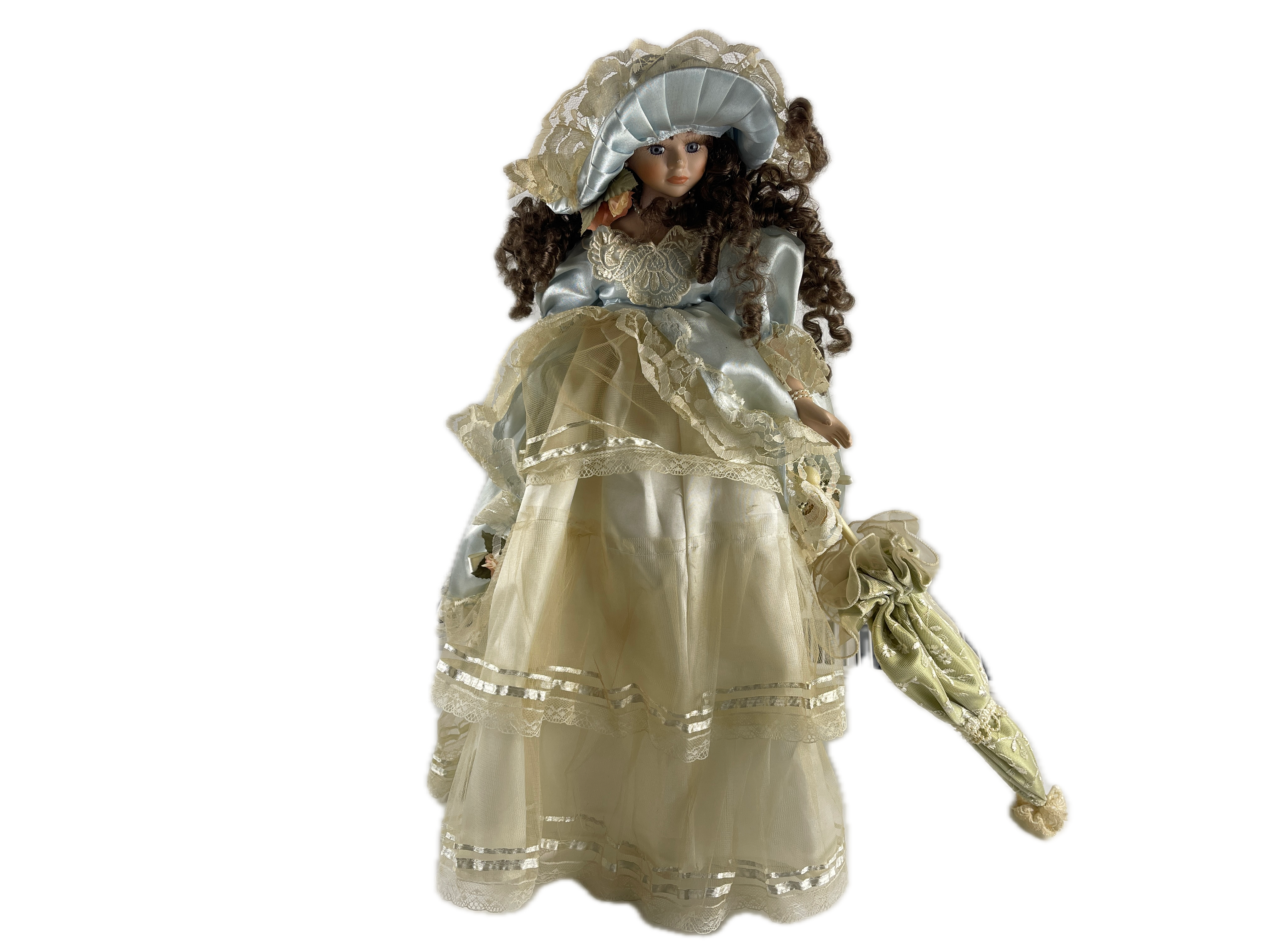 Porzellan Künstlerpuppe Puppe 54 cm. Raucherhaushalt Zustand siehe Fotos  