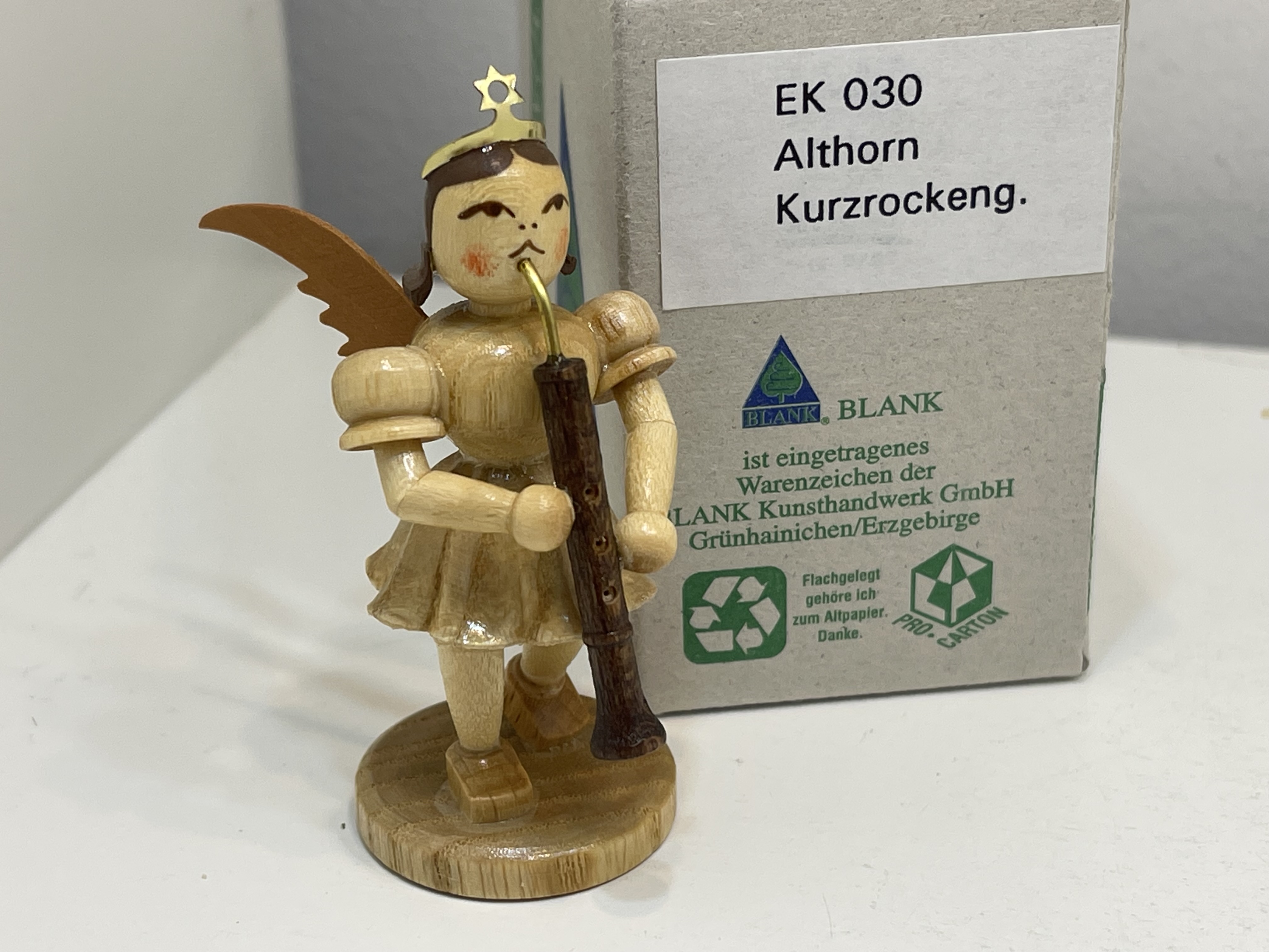 Erzgebirge Blank Figur Engel 6,8 cm. + OVP Top Zustand        
