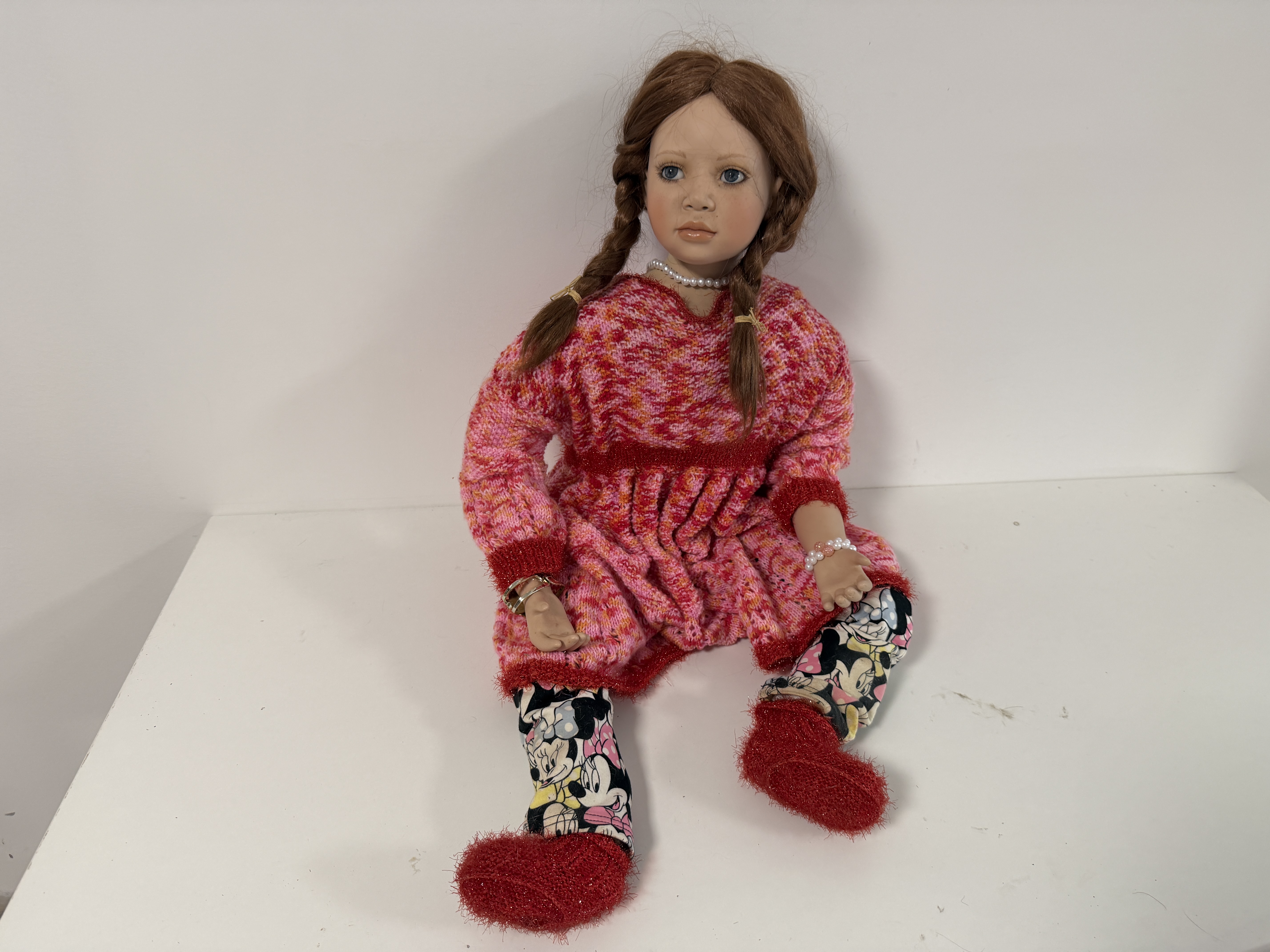 Christine Orange Porzellan Künstlerpuppe Puppe 93 cm guter Zustand leicht Schmutzig 