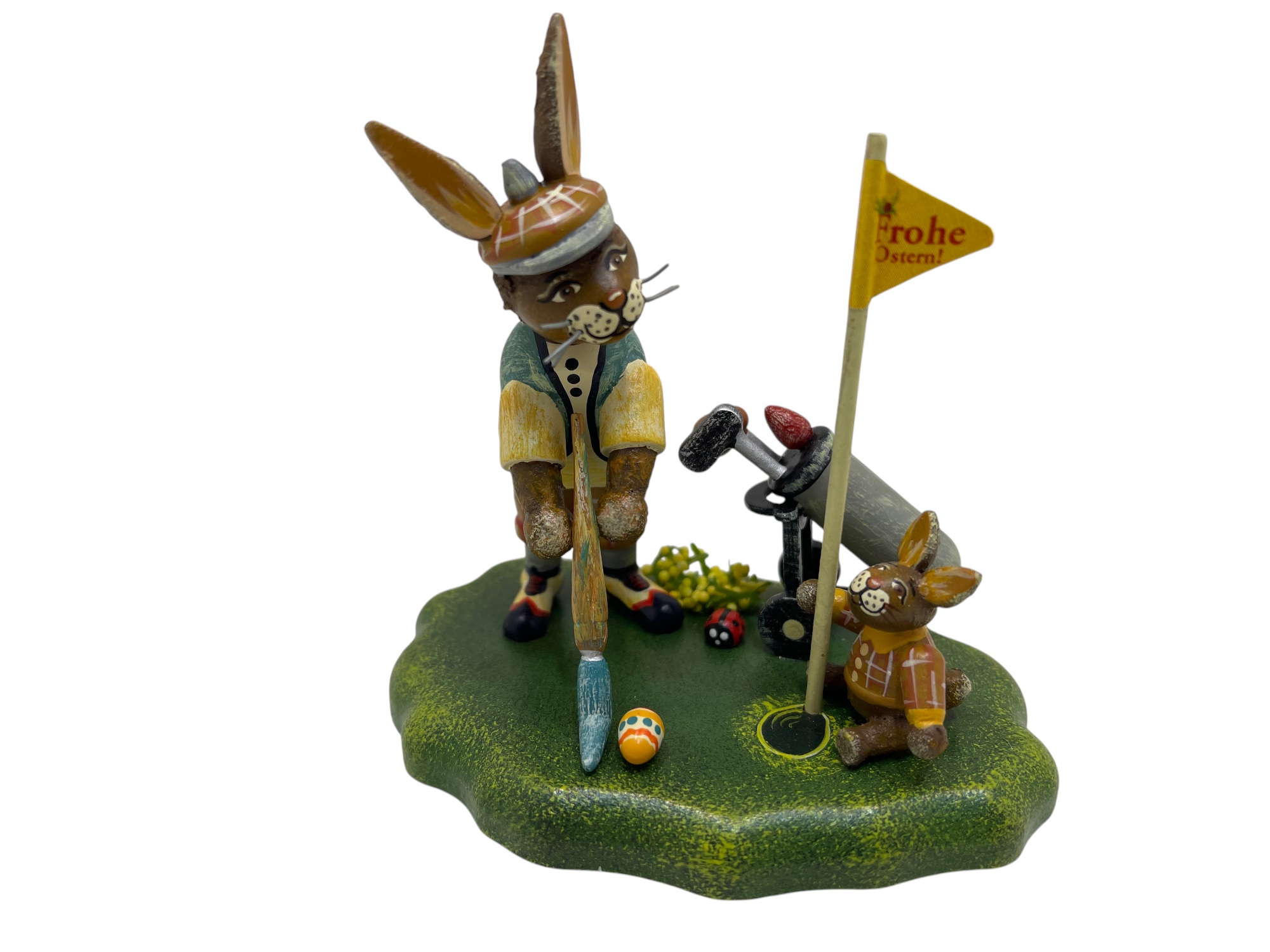 Erzgebirge Sammler Figur Hubrig Hase 9,5 x 9 cm. Top Zustand     