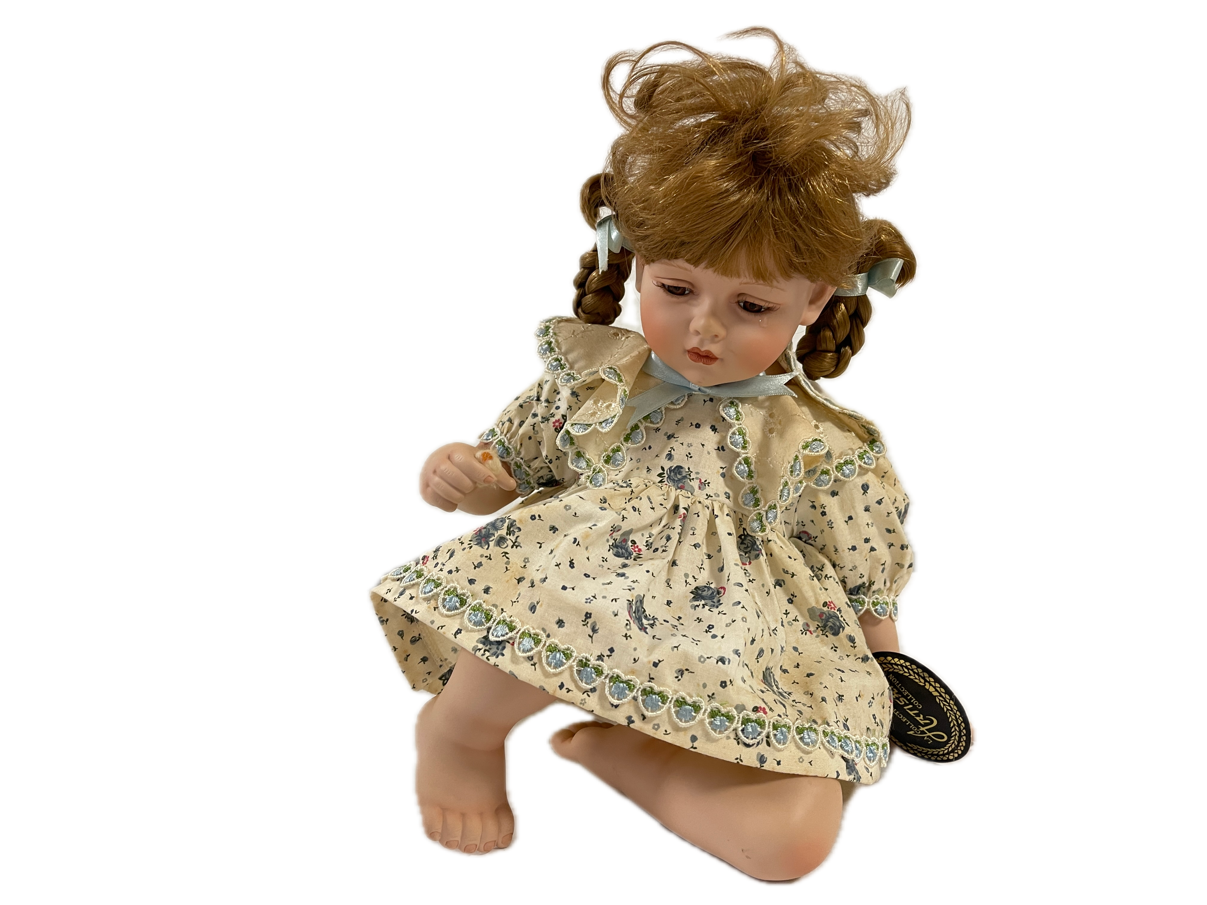 Porzellan Künstlerpuppe Puppe 26 cm. Raucherhaushalt Zustand siehe Fotos    