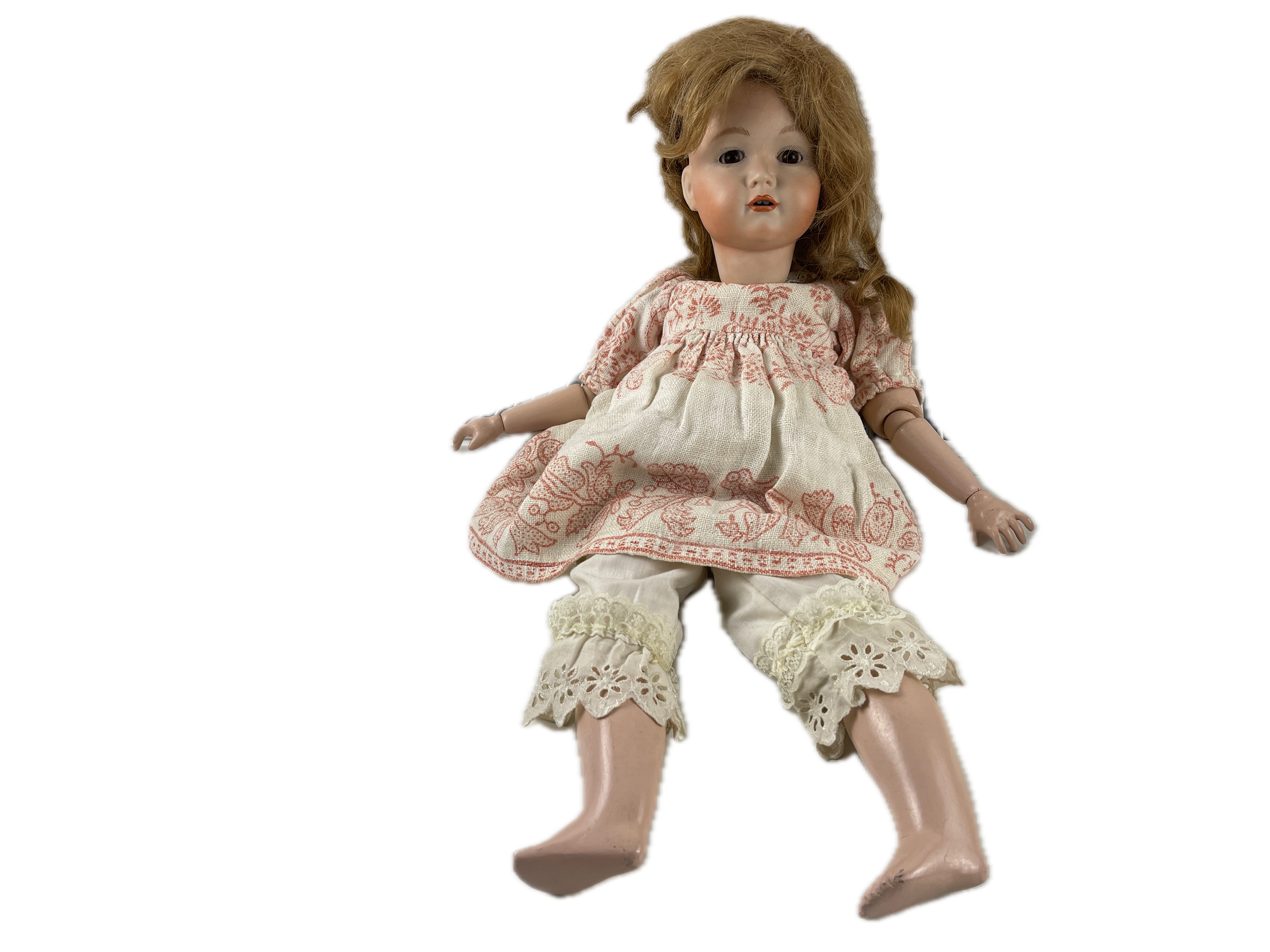 Alte Künstler Porzellanpuppe Puppe 56 cm - Gummis lose