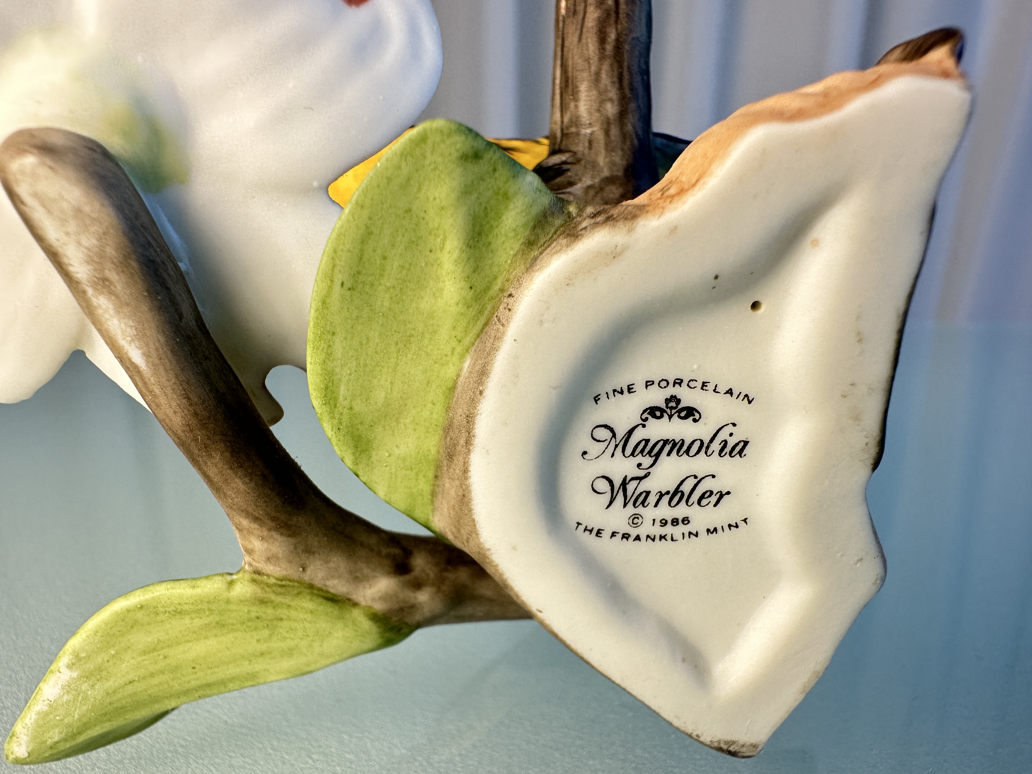 Franklin Mint Porzellan Figur - Vogel Magnolia Warbler 10cm - Top Zustand 