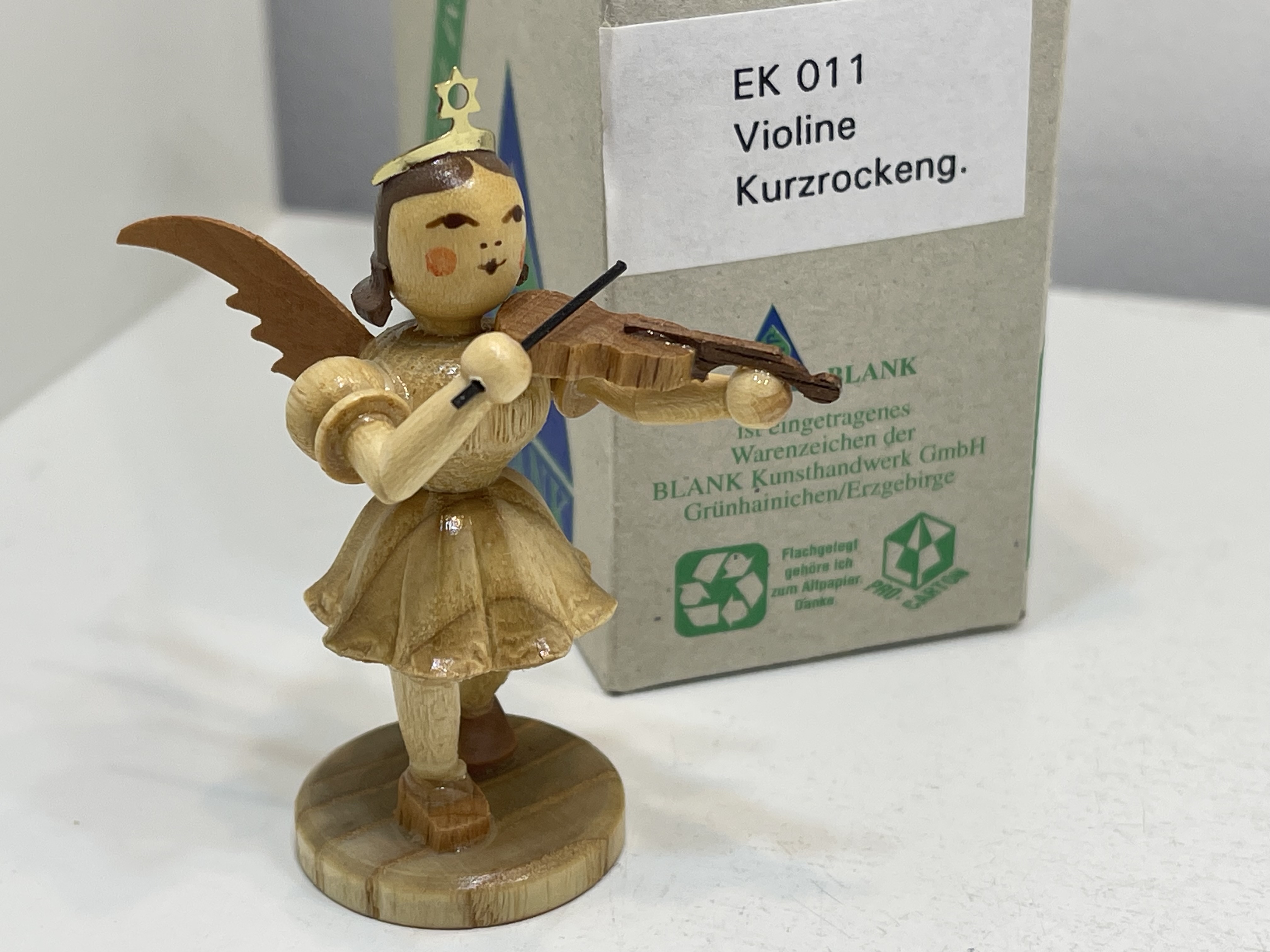 Erzgebirge Blank Figur Engel 6,8 cm. + OVP Top Zustand       