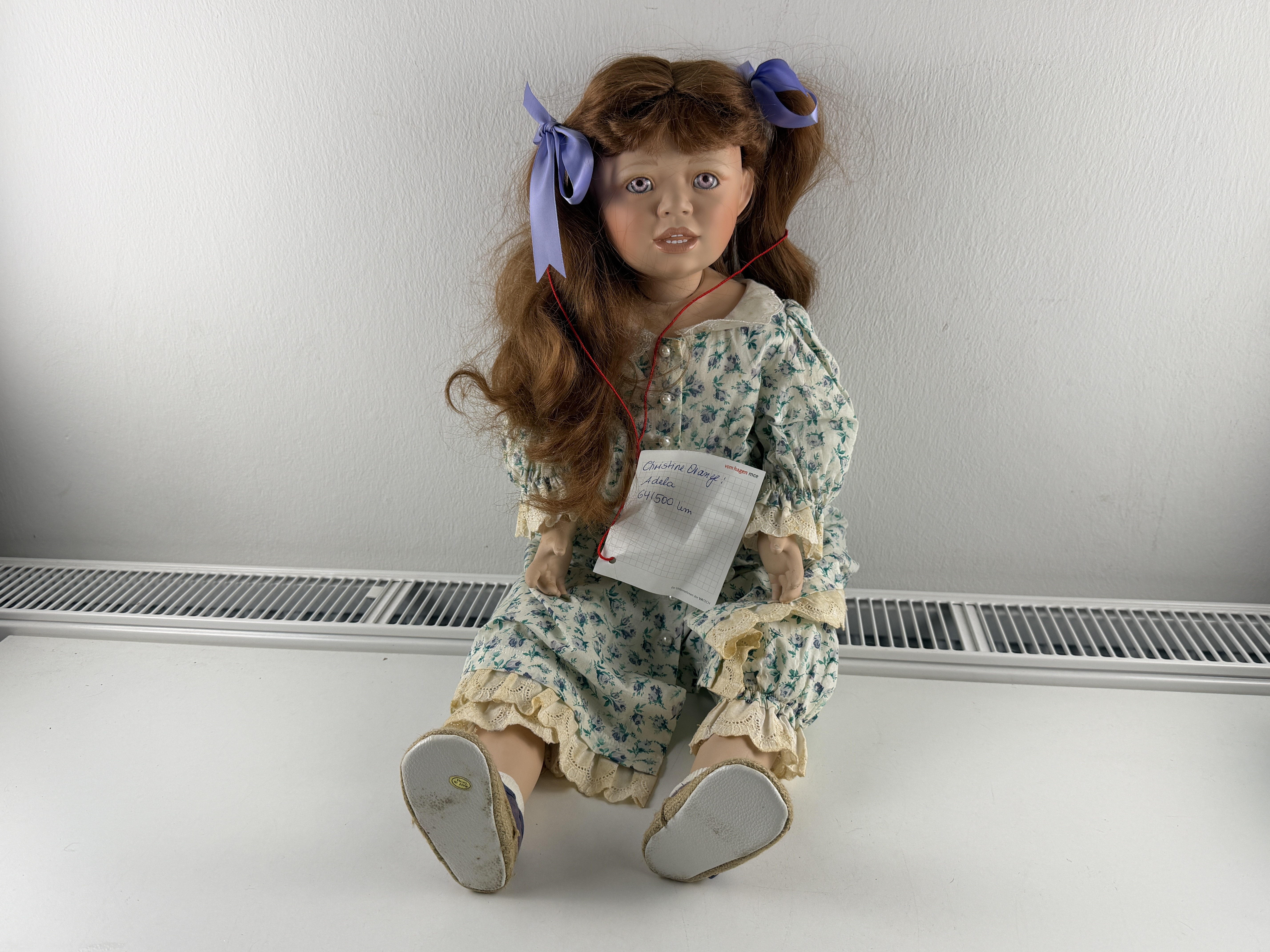 Künstlerpuppe Christine Orange Porzellan Puppe 75 cm. Top Zustand   