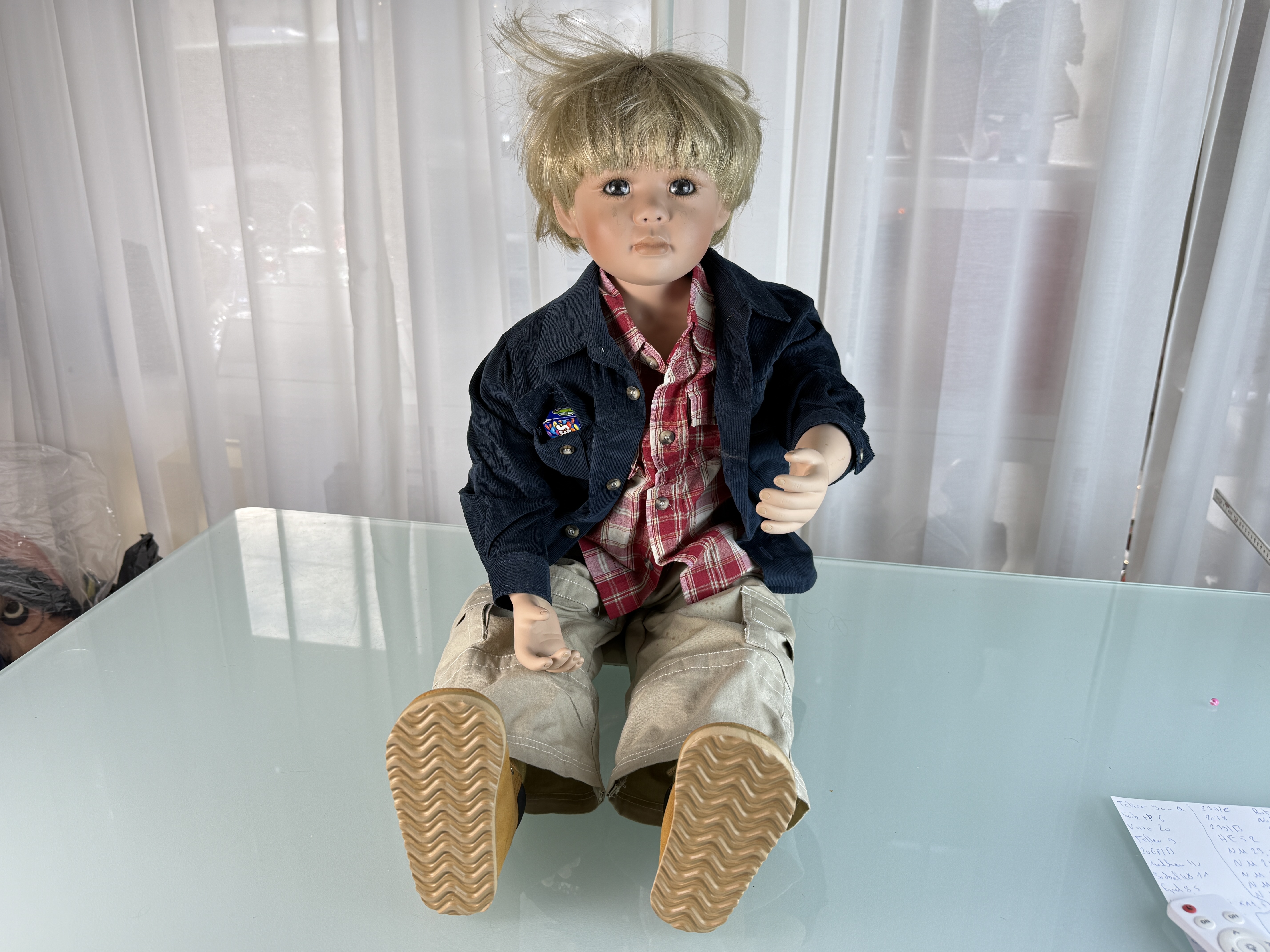 Künstlerpuppe Sammler Junge Christine Orange Porzellan Puppe 80 cm. Top Zustand 