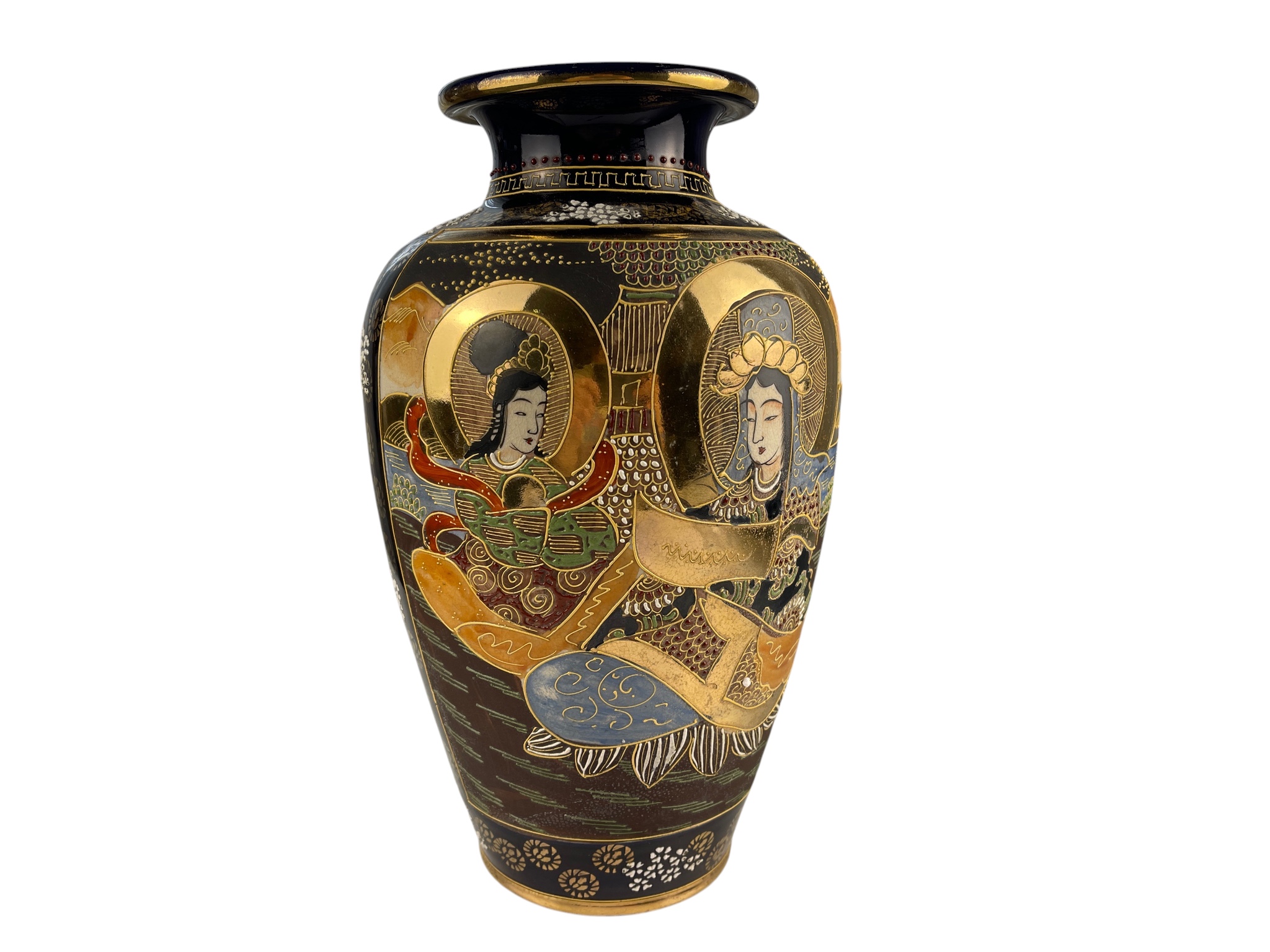 Japanische Porzellan Satsuma Vase 32 cm. Guter Zustand