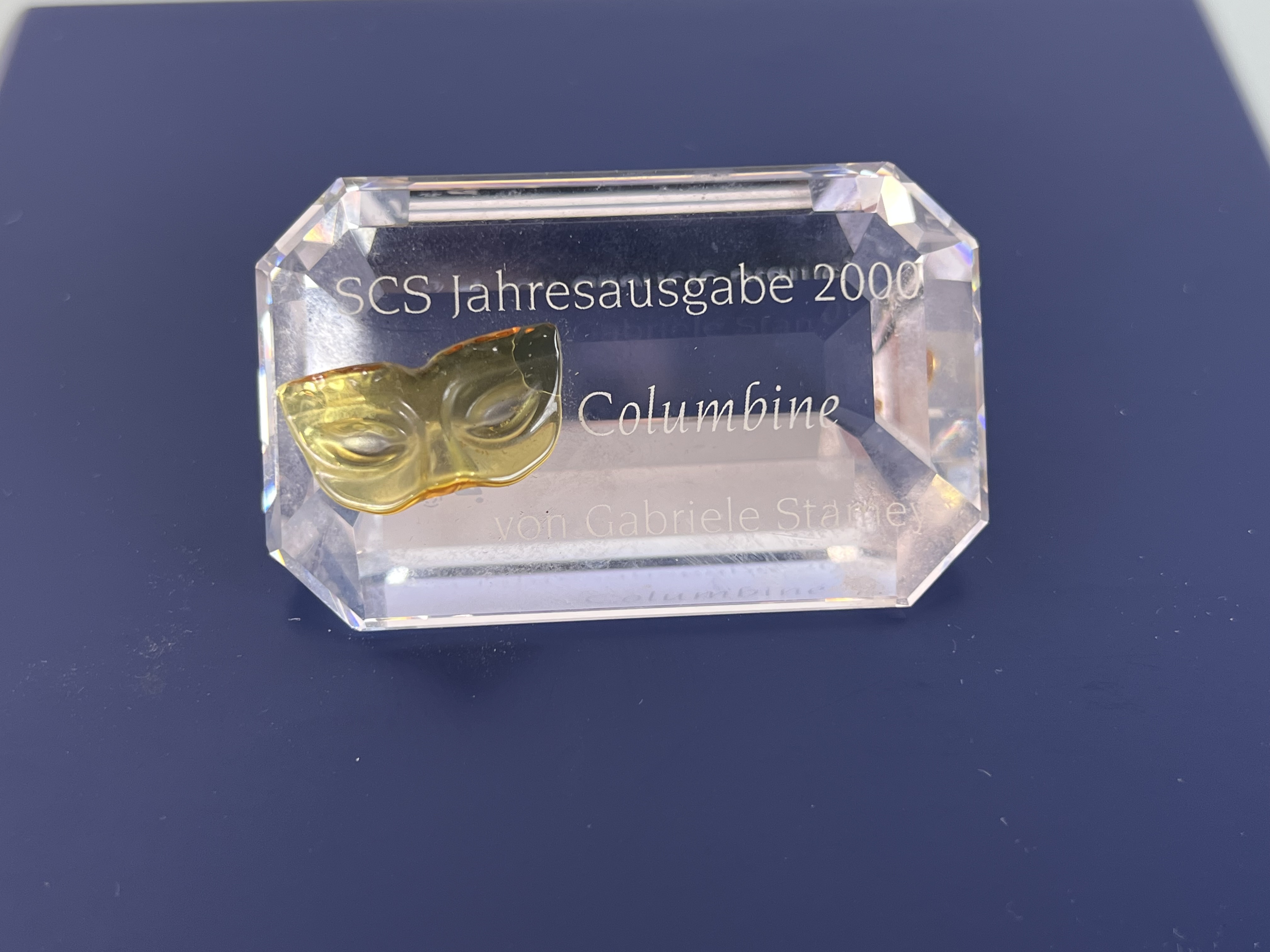 Swarovski Kristall Figur Schild Columbine Namensschild. Top Zustand. 